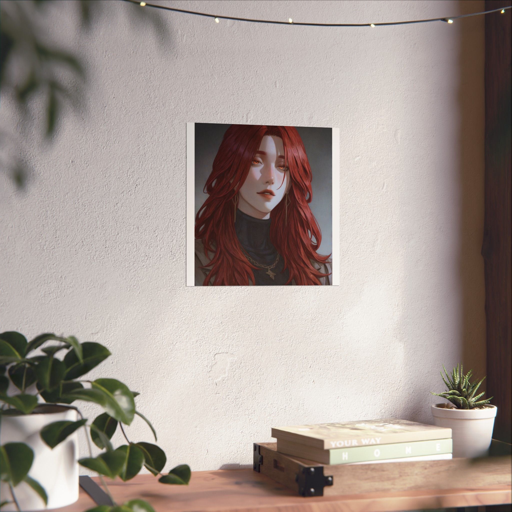 Red-Haired Muse Matte Vertical Poster — Moody Portrait Art Print