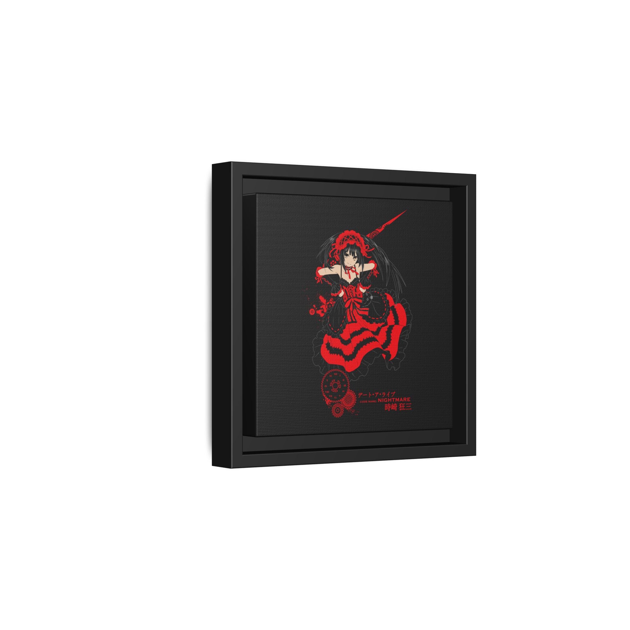 Anime Warrior Red Black Matte Canvas Print — Framed Wall Art