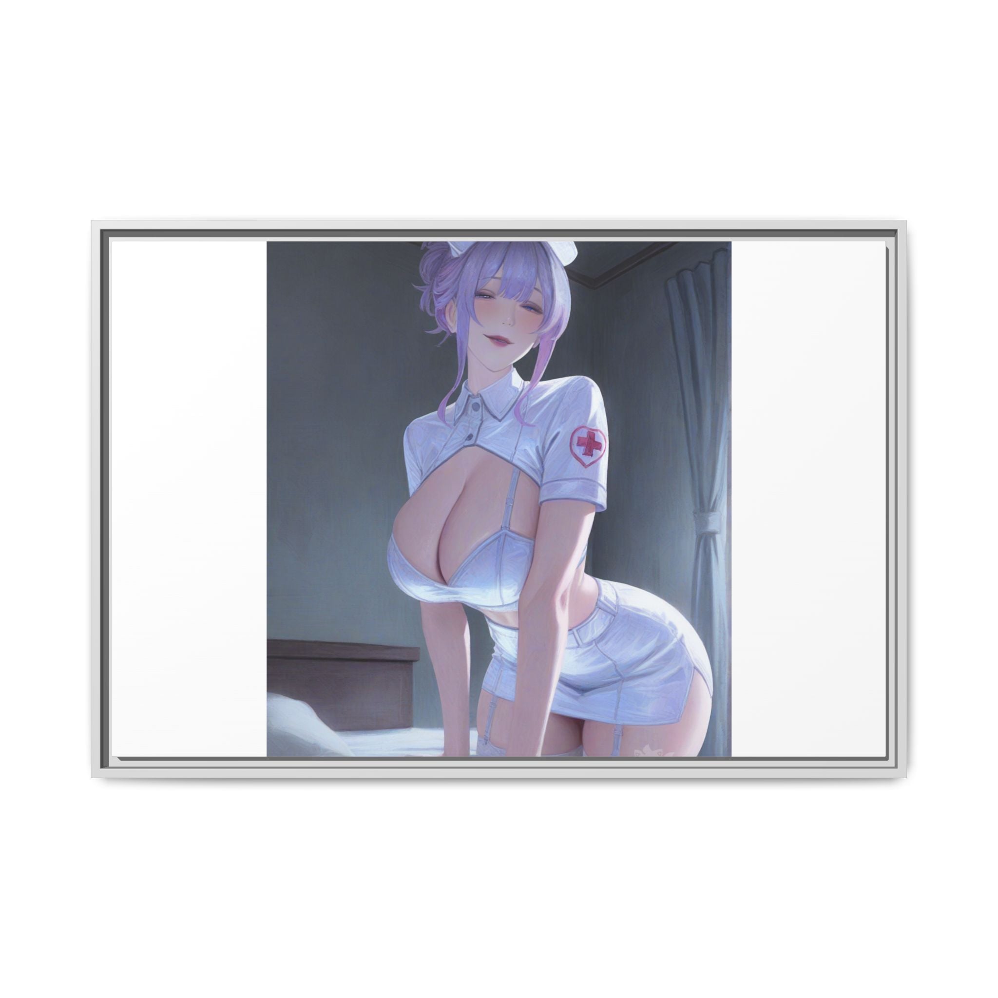 Sexy Anime Nurse Matte Canvas Print (Framed)