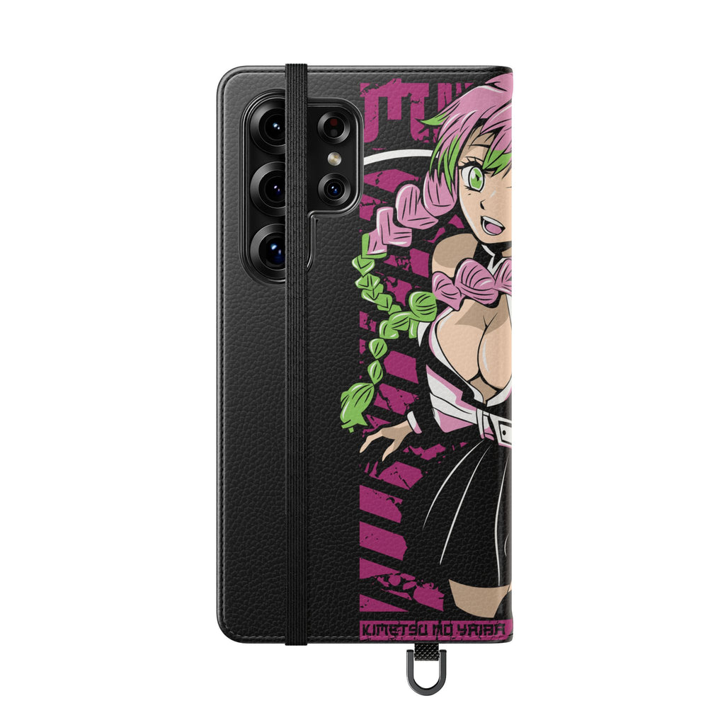 Anime Girl Flip Phone Case — Pink Demon Slayer Style Wallet Cover