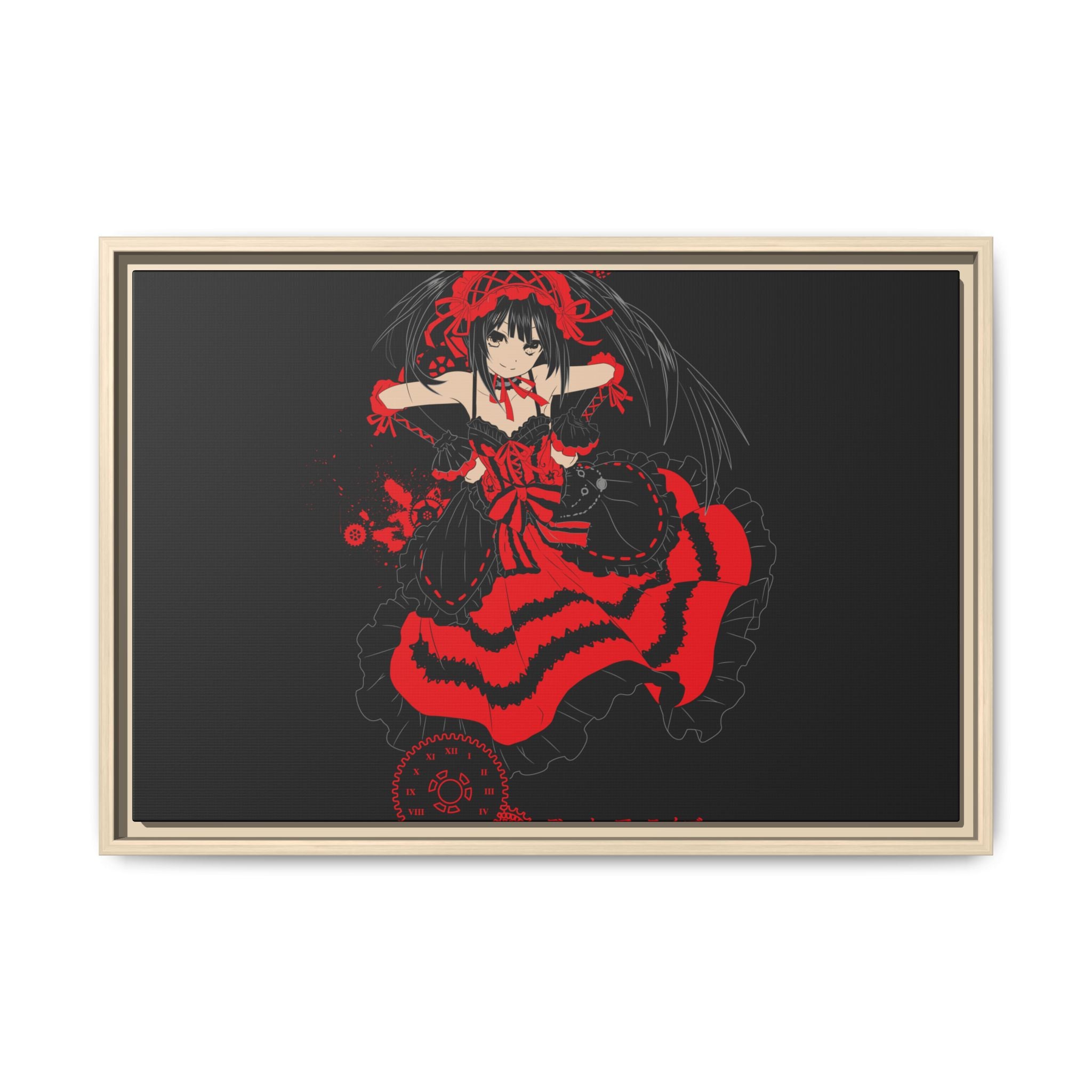Anime Warrior Red Black Matte Canvas Print — Framed Wall Art