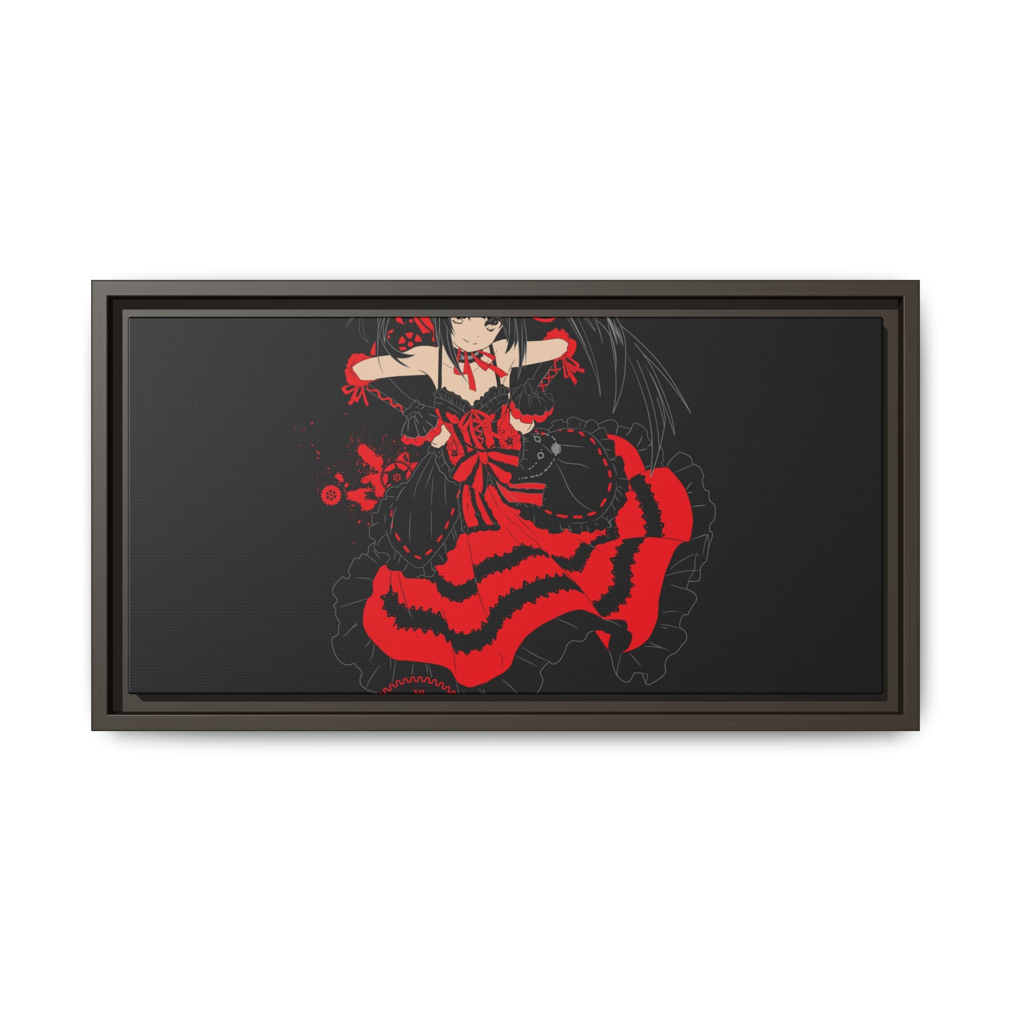 Anime Warrior Red Black Matte Canvas Print — Framed Wall Art