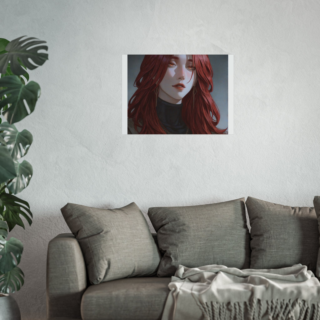 Fine Art Poster — Red-Haired Gothic Portrait, Moody Decorative Wall Art
