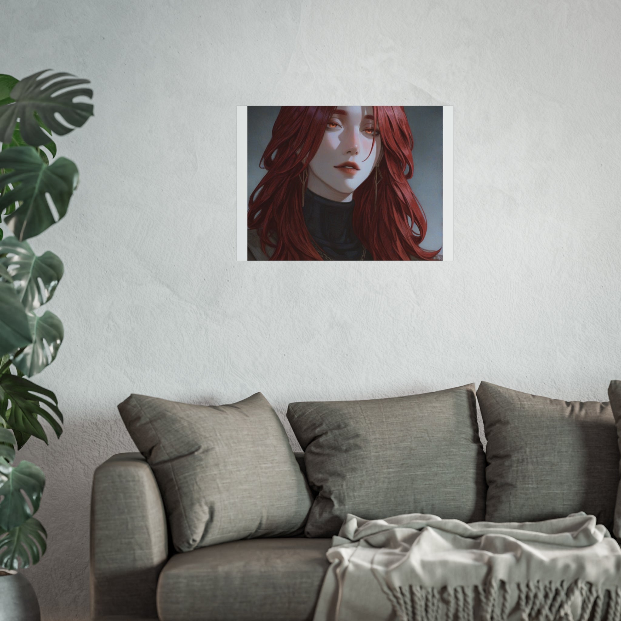 Fine Art Poster — Red-Haired Gothic Portrait, Moody Decorative Wall Art