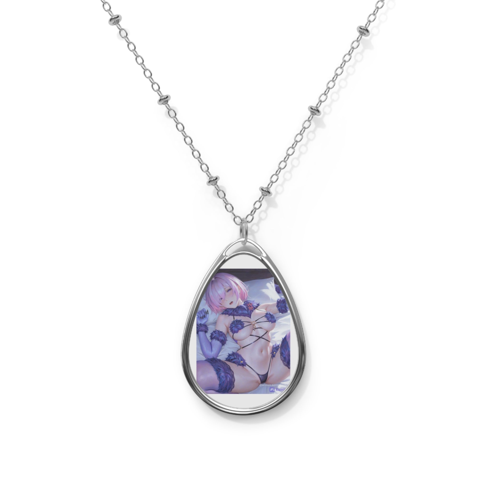 Oval Photo Pendant Necklace — Anime Character Teardrop Locket