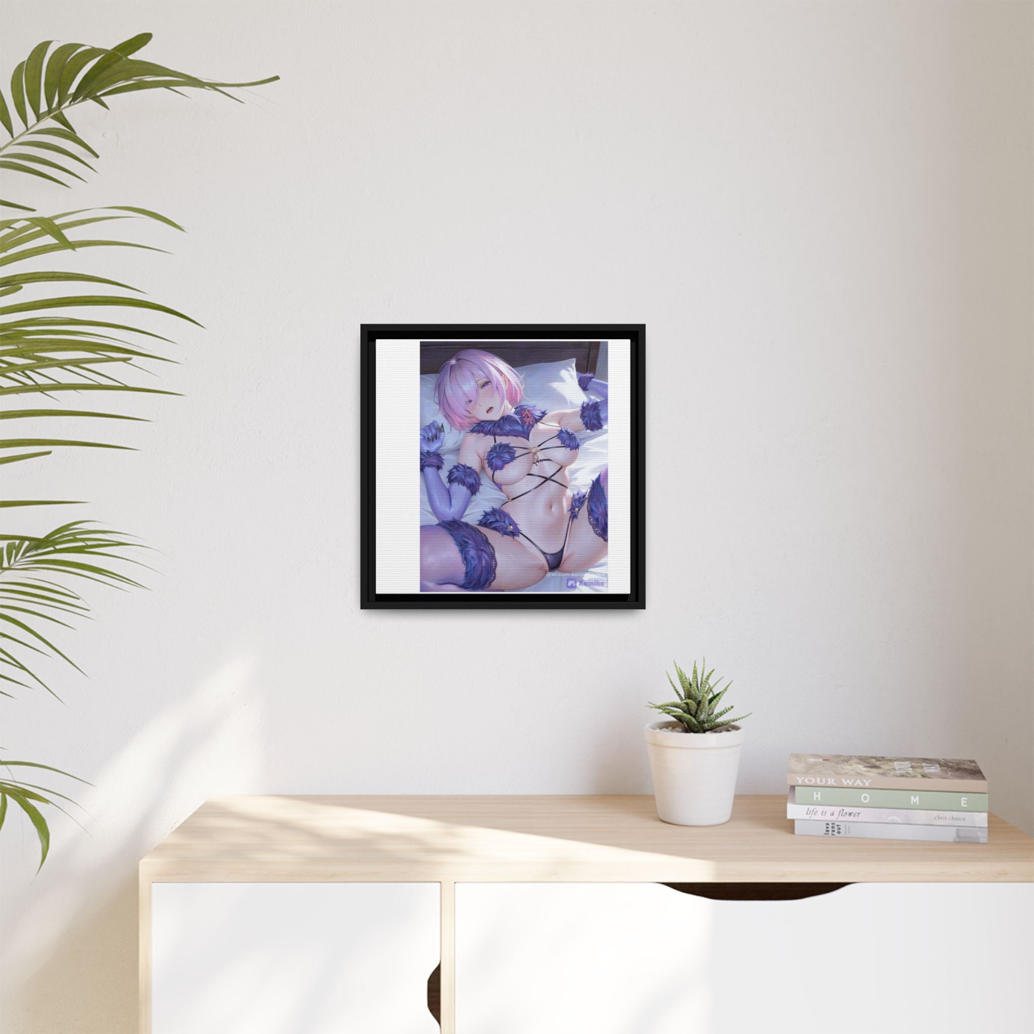 Framed Matte Canvas — Anime Pin-Up Lingerie Art Print