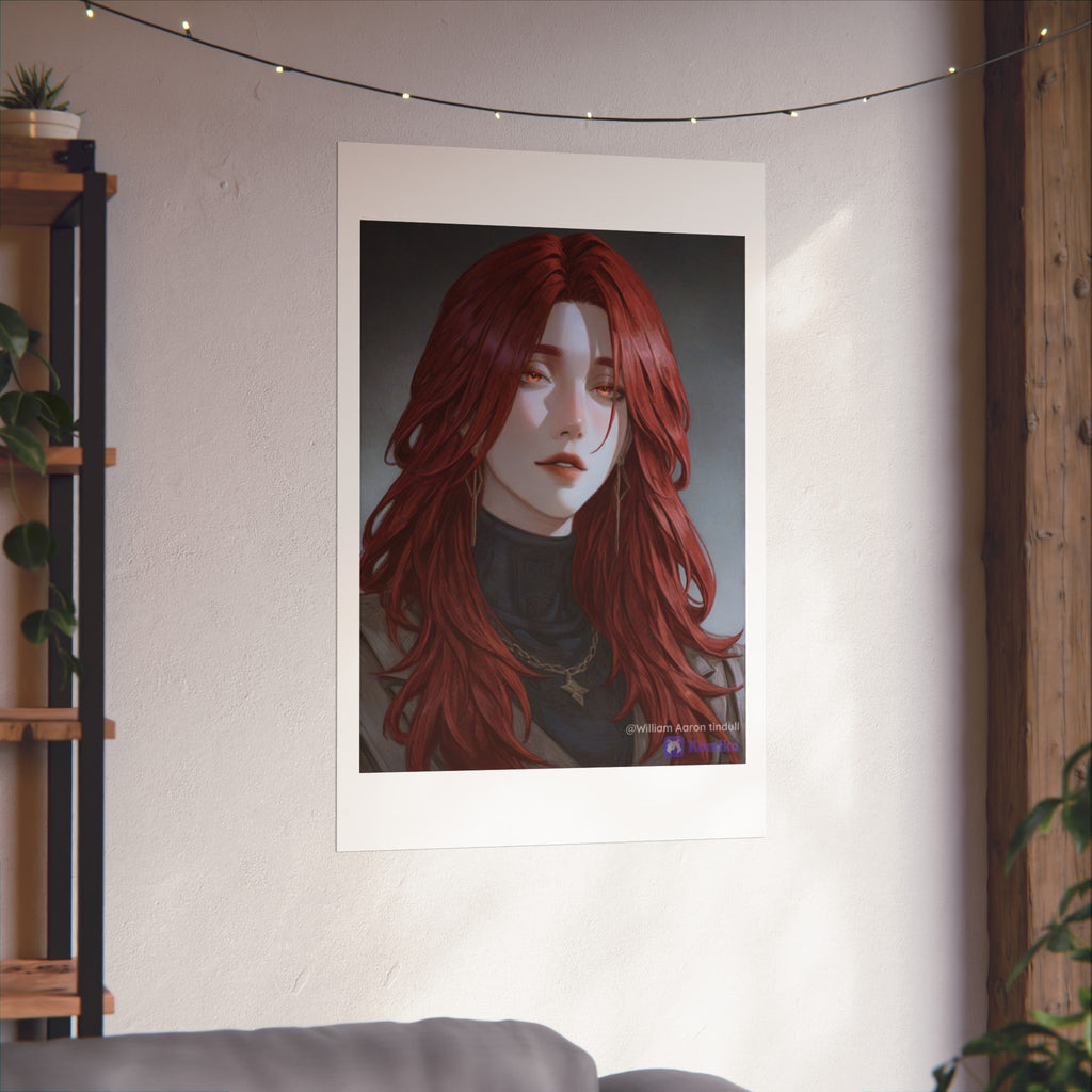 Fine Art Poster — Red-Haired Gothic Portrait, Moody Decorative Wall Art