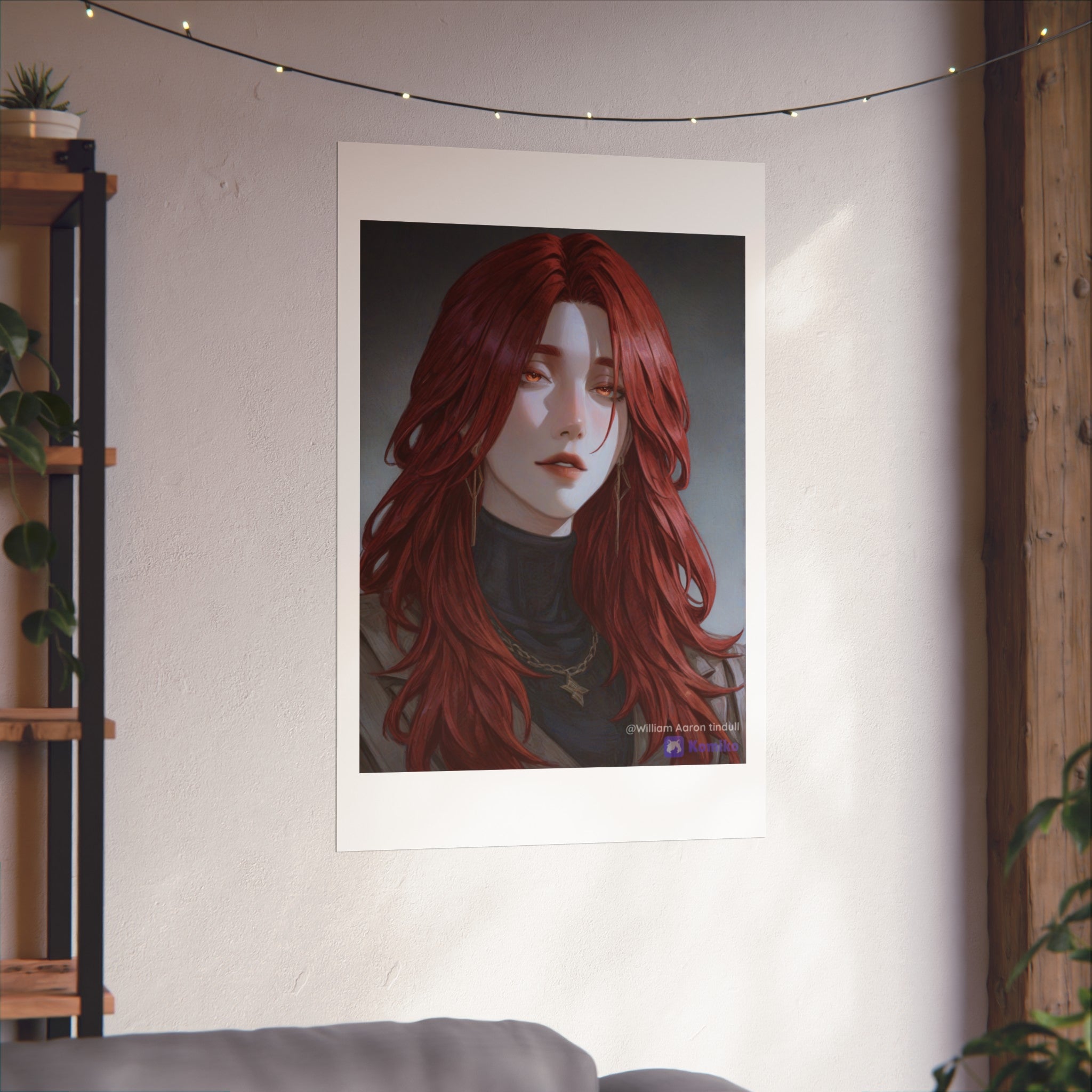 Fine Art Poster — Red-Haired Gothic Portrait, Moody Decorative Wall Art
