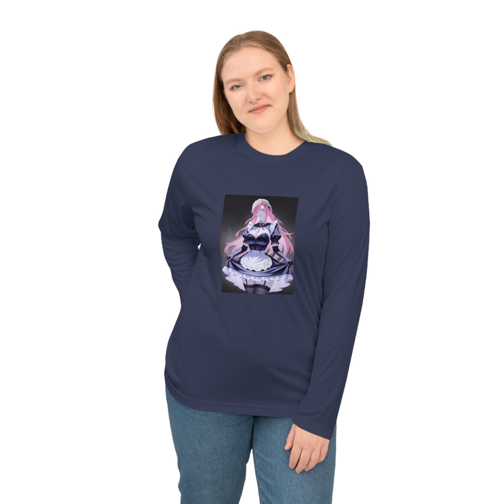 Anime Maid Long Sleeve Shirt – Pink-Haired Fantasy Maid Illustration