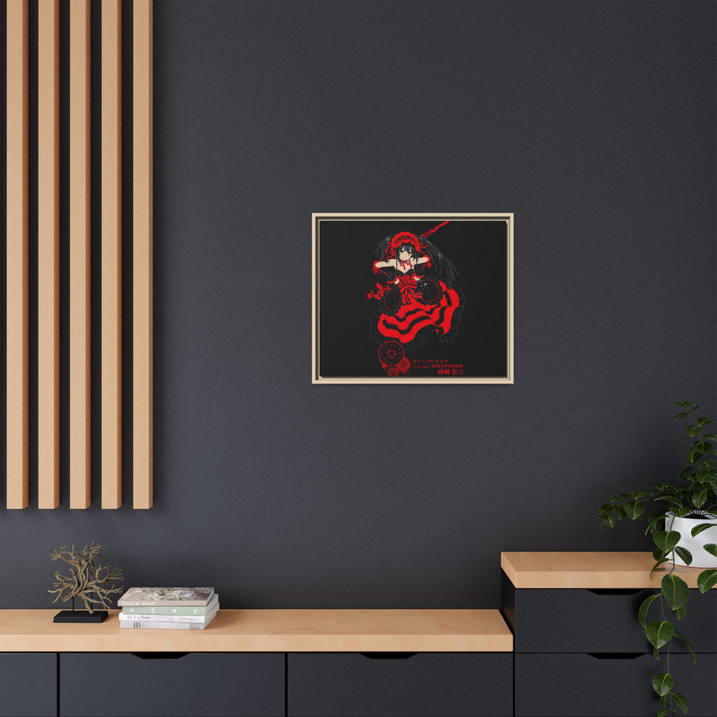 Anime Warrior Red Black Matte Canvas Print — Framed Wall Art