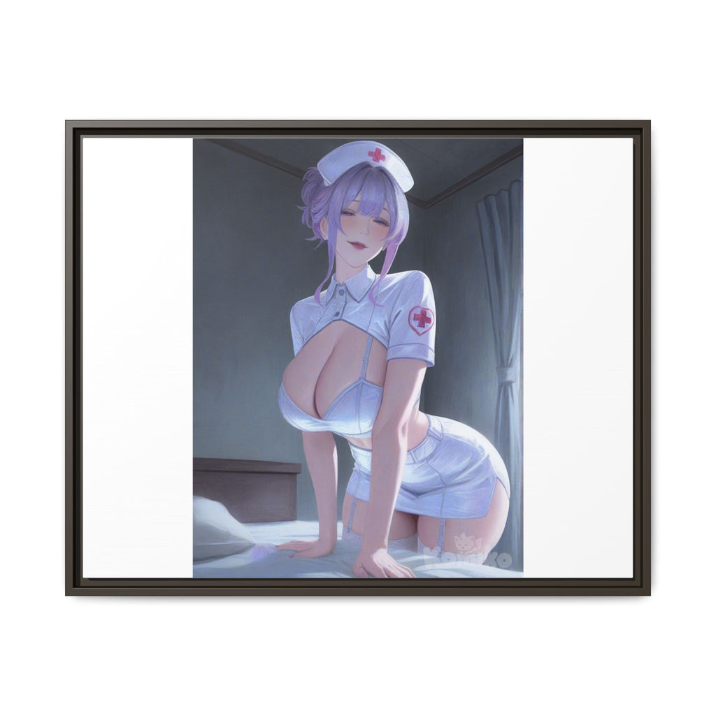 Sexy Anime Nurse Matte Canvas Print (Framed)