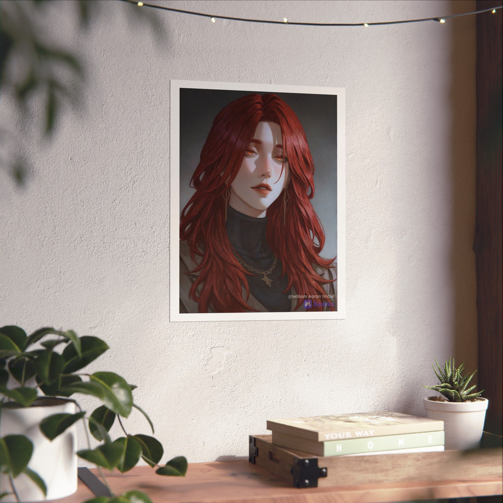 Red-Haired Muse Matte Vertical Poster — Moody Portrait Art Print