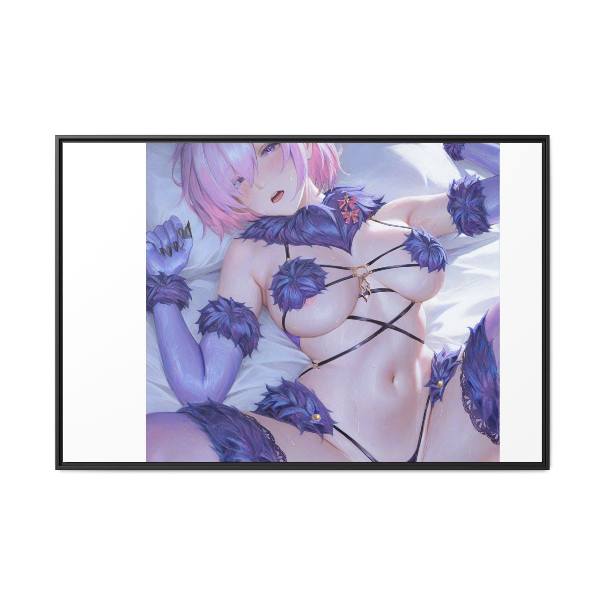 Framed Matte Canvas — Anime Pin-Up Lingerie Art Print