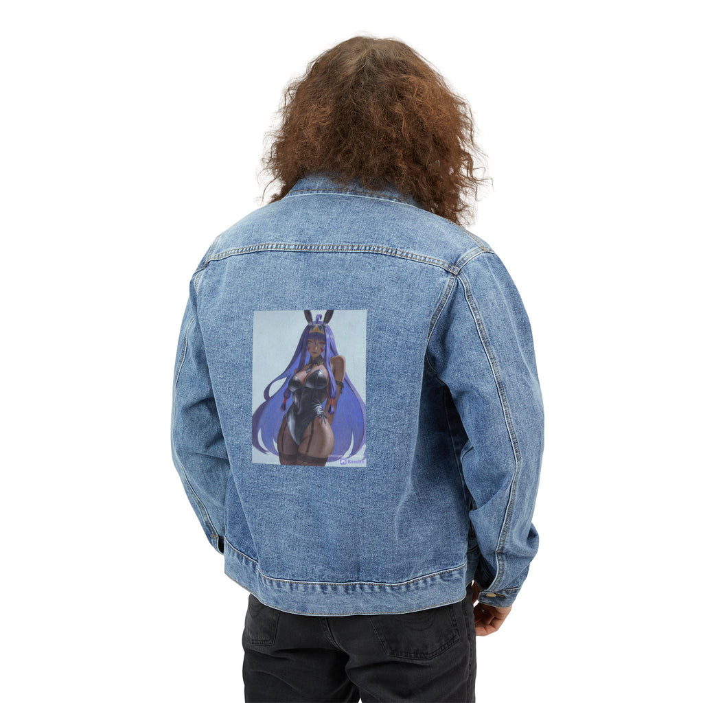 Denim Jacket with Anime Bunny Girl Back Print — Men's Casual Streetwear