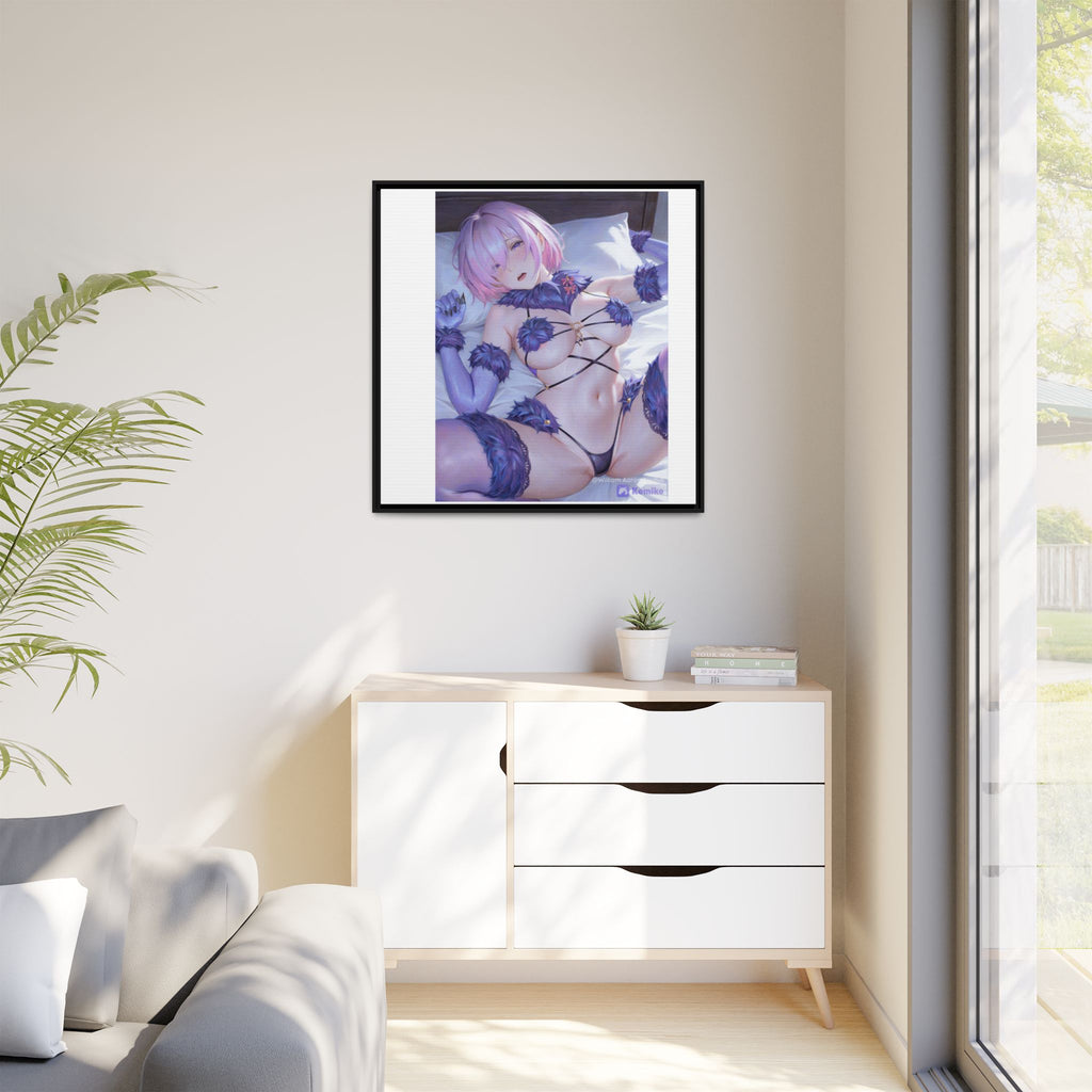 Framed Matte Canvas — Anime Pin-Up Lingerie Art Print