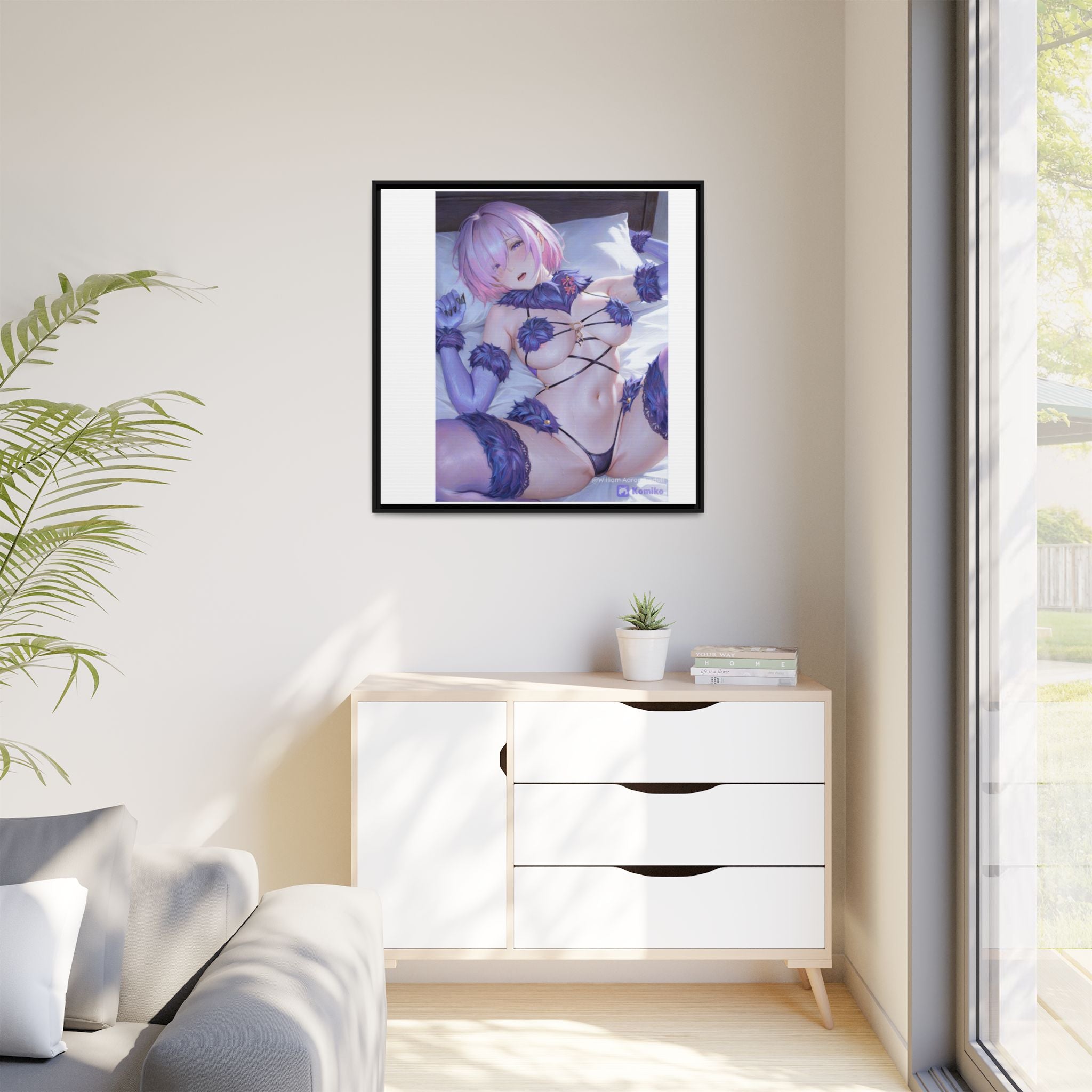 Framed Matte Canvas — Anime Pin-Up Lingerie Art Print