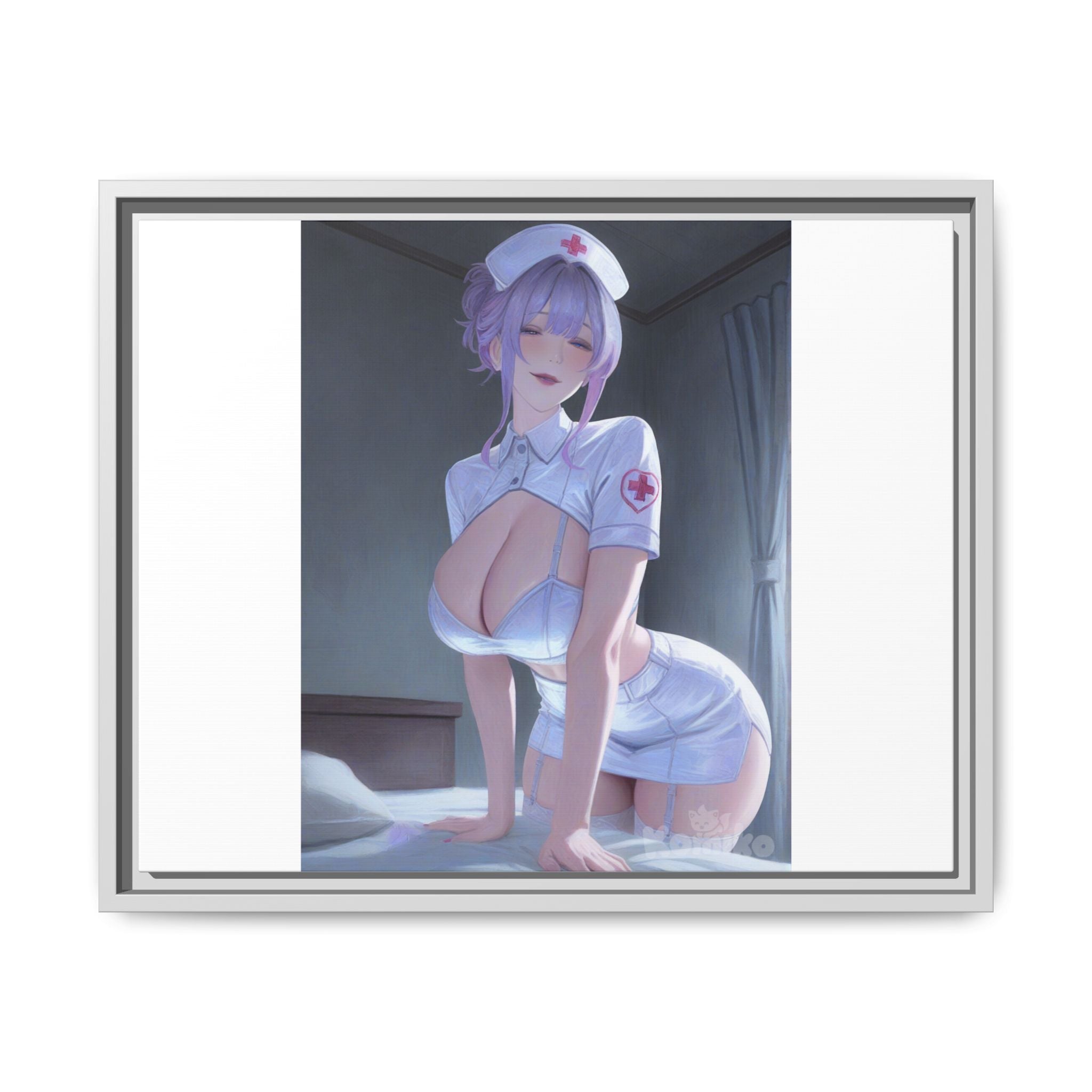 Sexy Anime Nurse Matte Canvas Print (Framed)