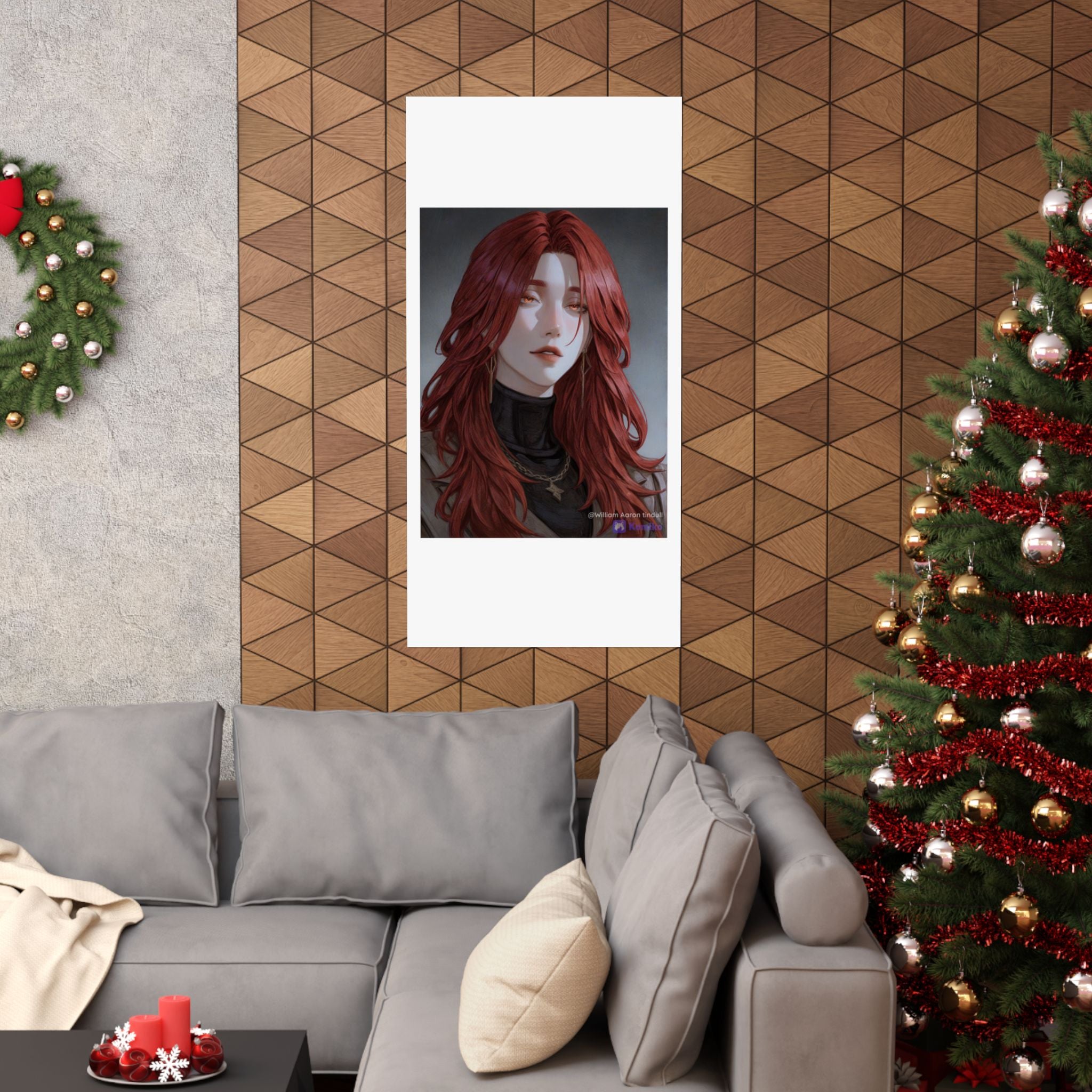 Red-Haired Muse Matte Vertical Poster — Moody Portrait Art Print