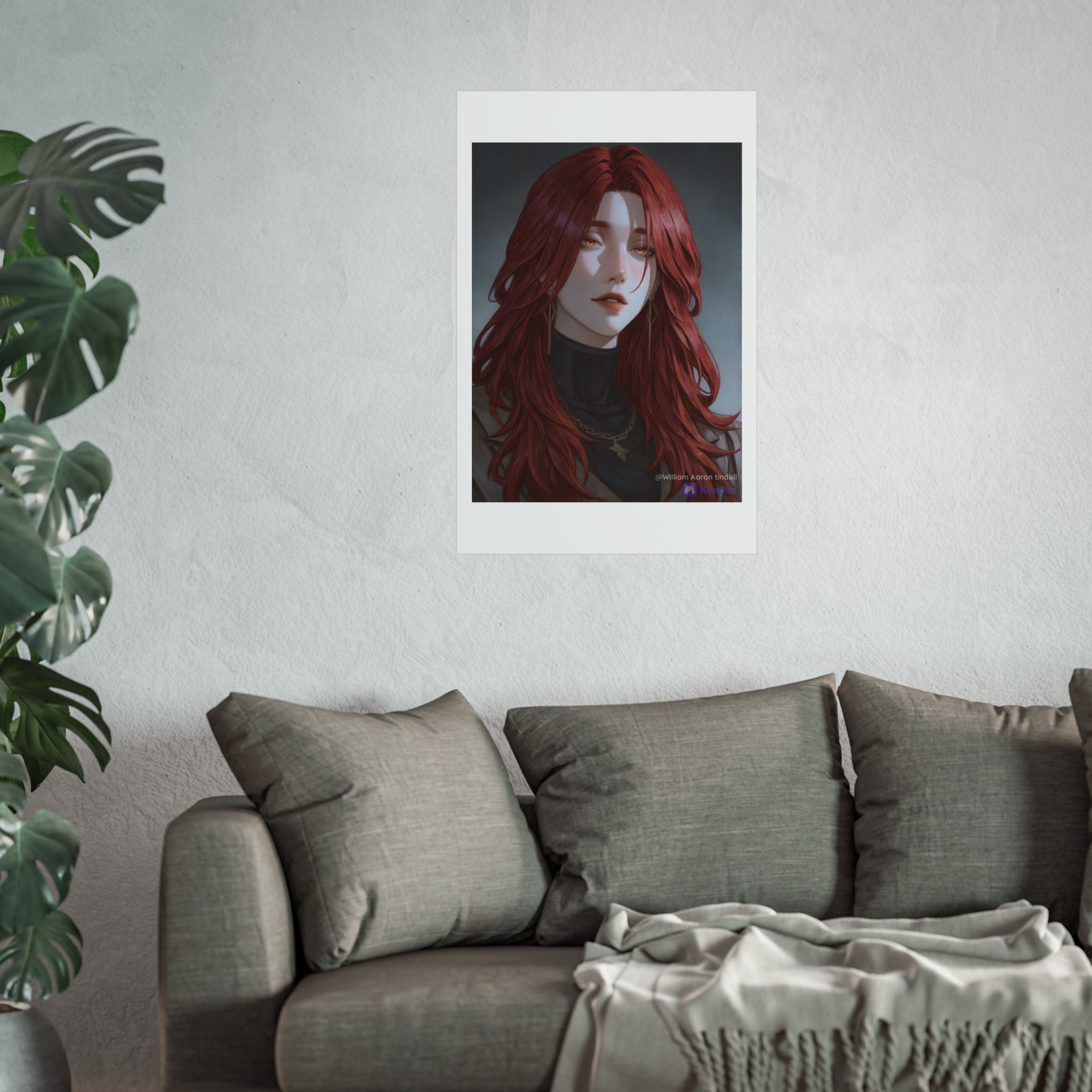 Fine Art Poster — Red-Haired Gothic Portrait, Moody Decorative Wall Art