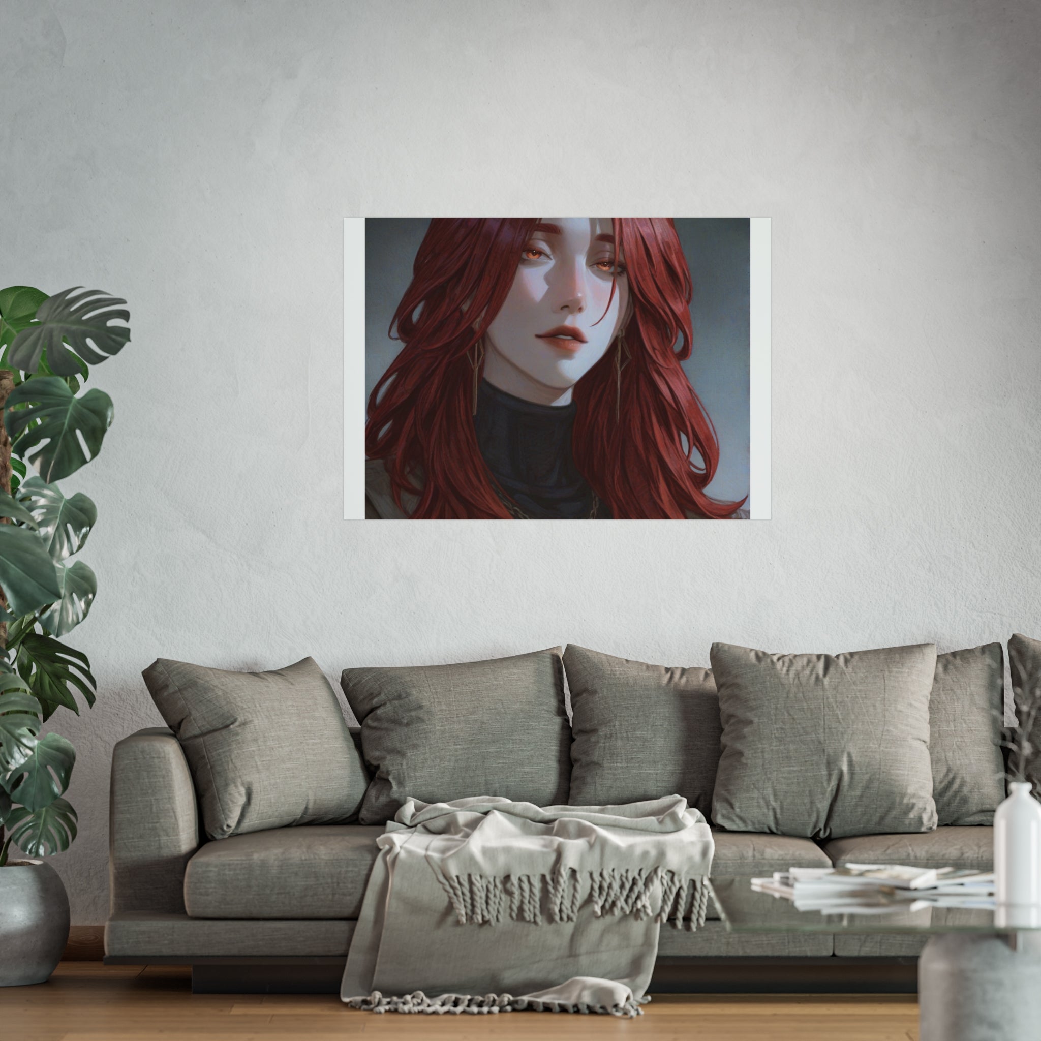 Fine Art Poster — Red-Haired Gothic Portrait, Moody Decorative Wall Art