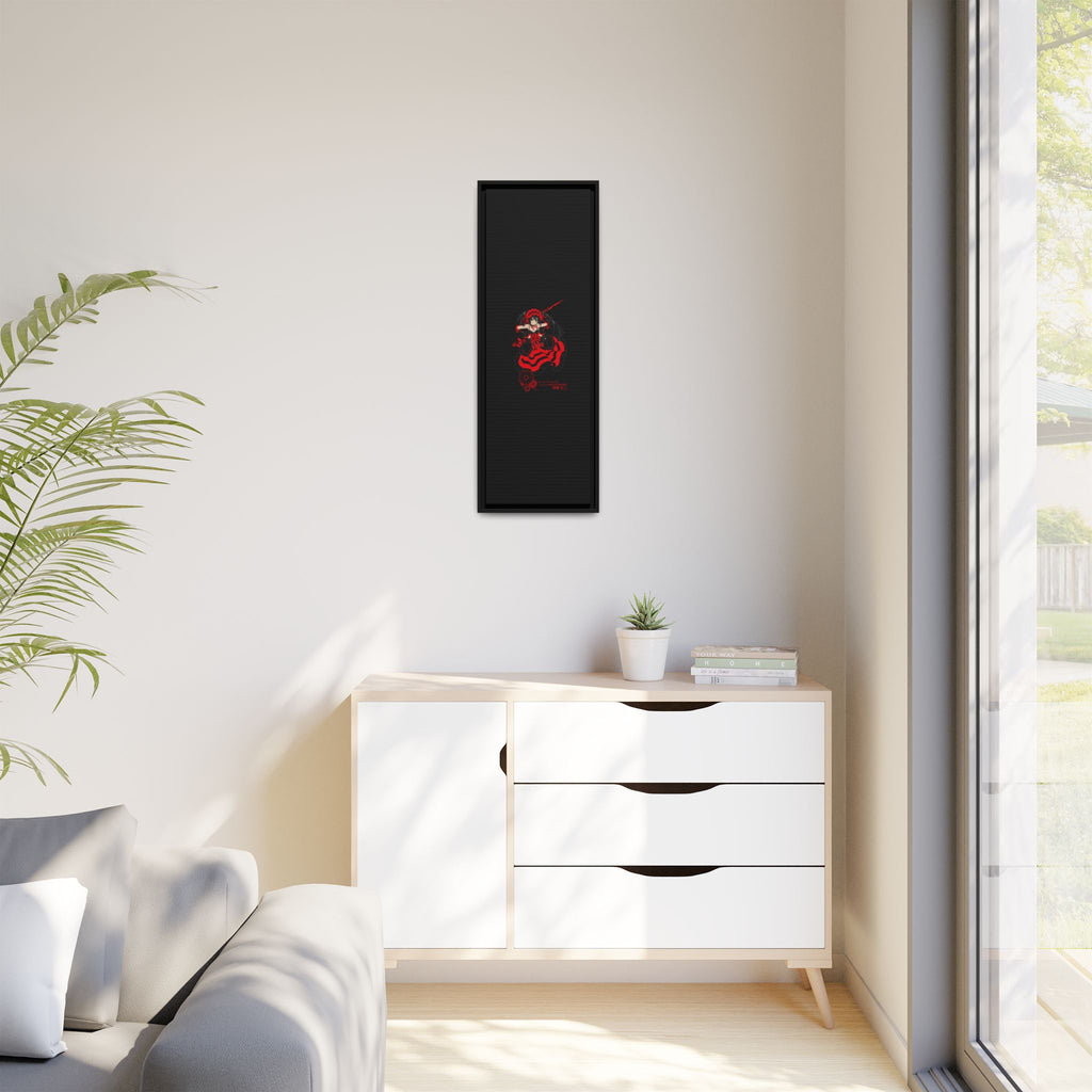 Anime Warrior Red Black Matte Canvas Print — Framed Wall Art
