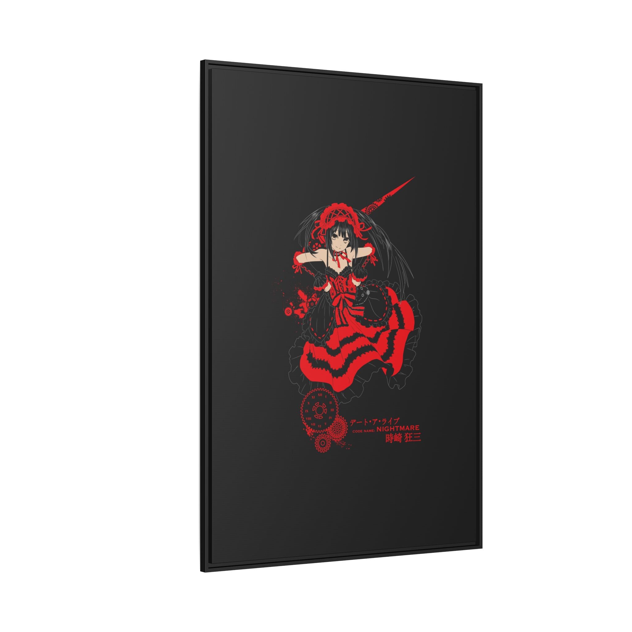 Anime Warrior Red Black Matte Canvas Print — Framed Wall Art