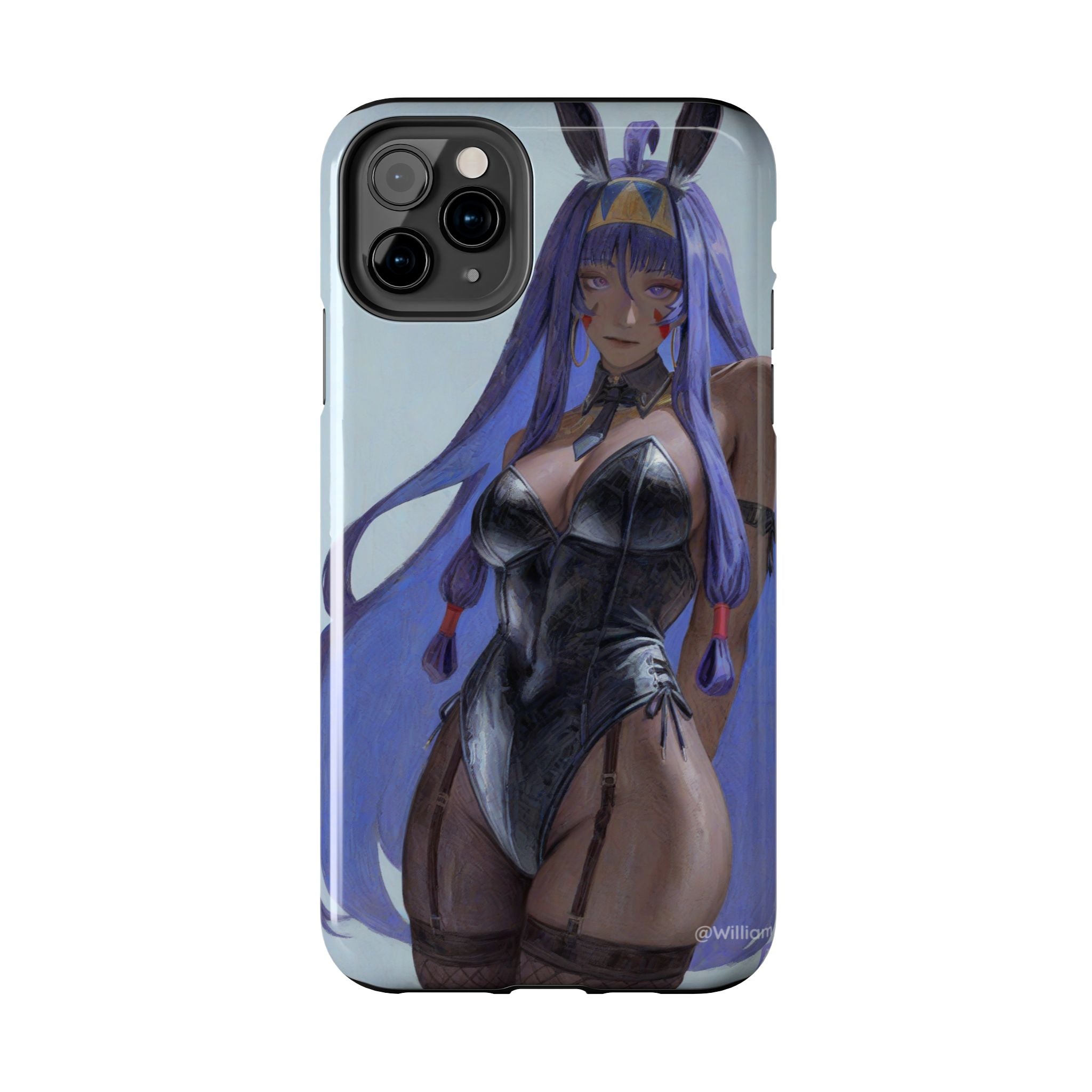 Bunny Girl Tough Phone Case — Anime Purple-Haired Character Protective Cover