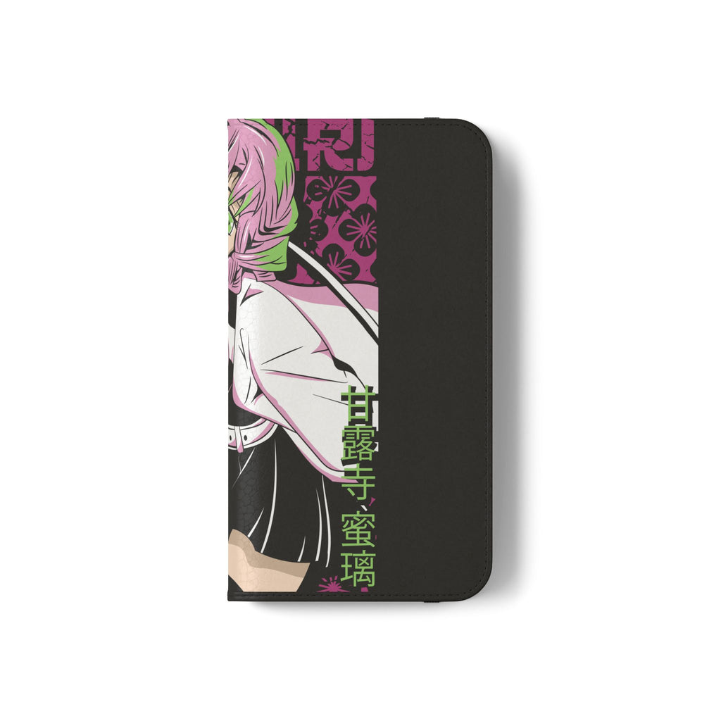Anime Girl Flip Phone Case — Pink Demon Slayer Style Wallet Cover