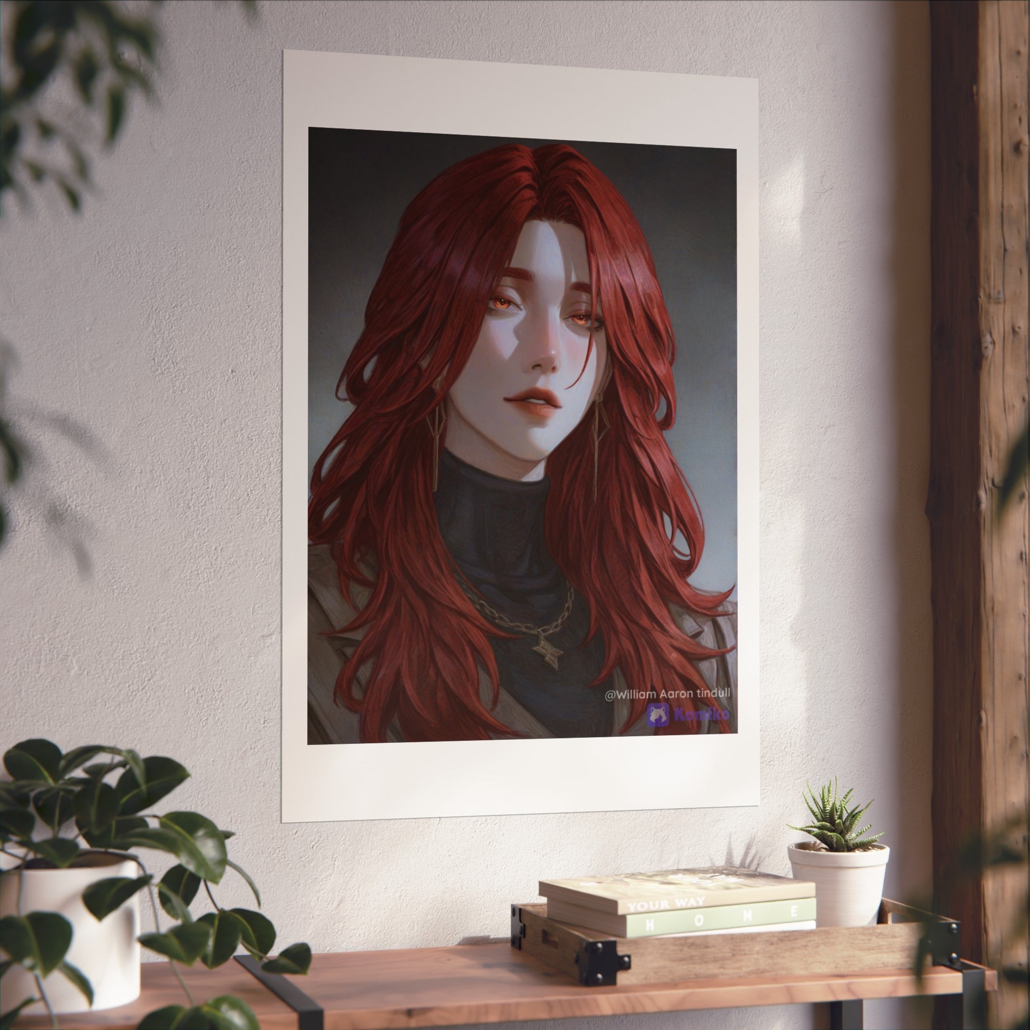 Fine Art Poster — Red-Haired Gothic Portrait, Moody Decorative Wall Art