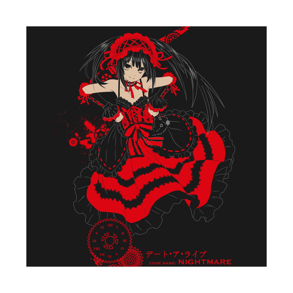 Anime Gothic Poster — Red & Black Kurumi Nightcore Matte Vertical Print