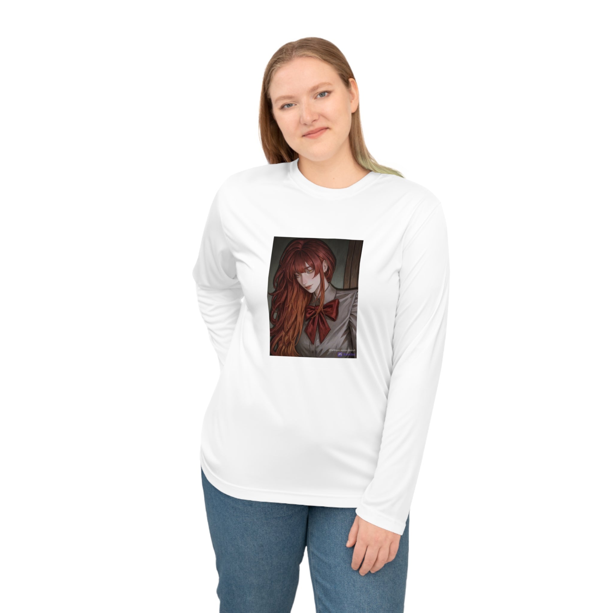 Anime Redhead Girl Long Sleeve Shirt — Moody Schoolgirl Portrait