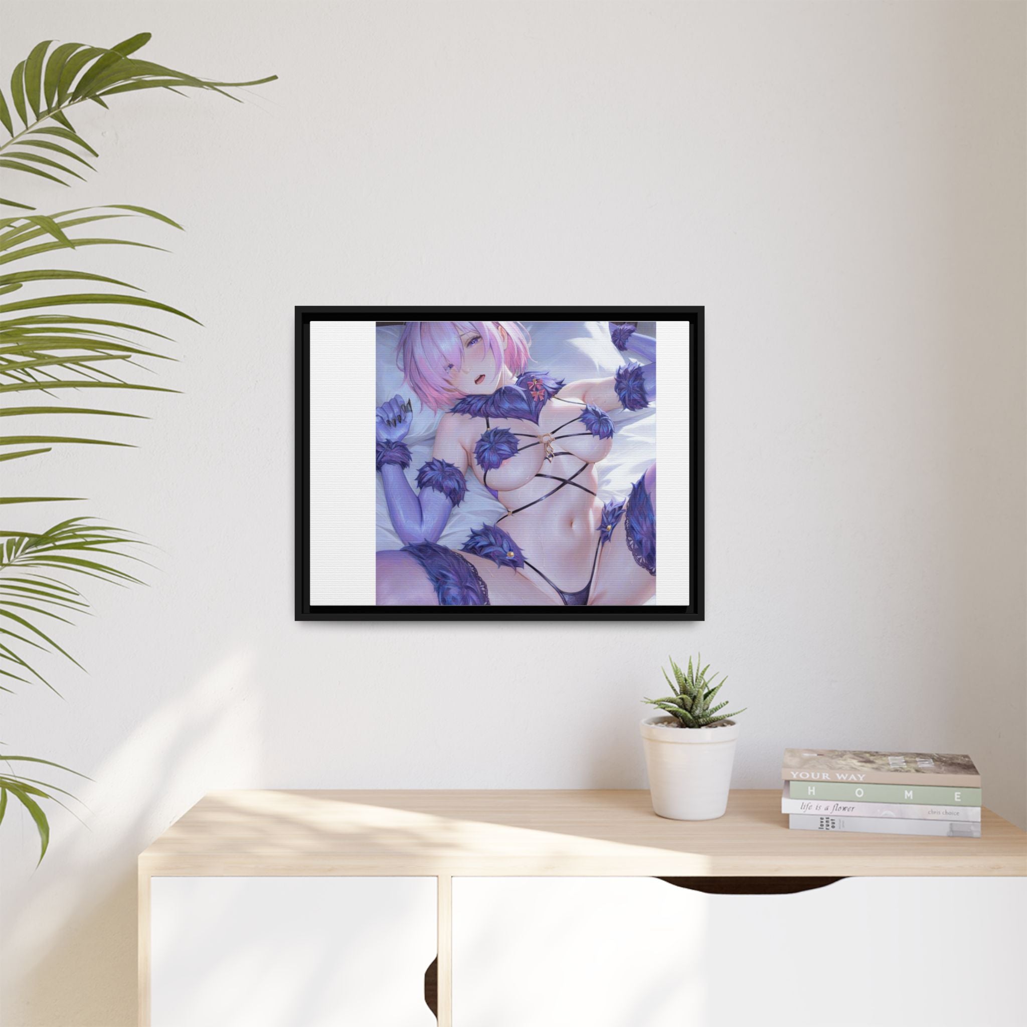 Framed Matte Canvas — Anime Pin-Up Lingerie Art Print