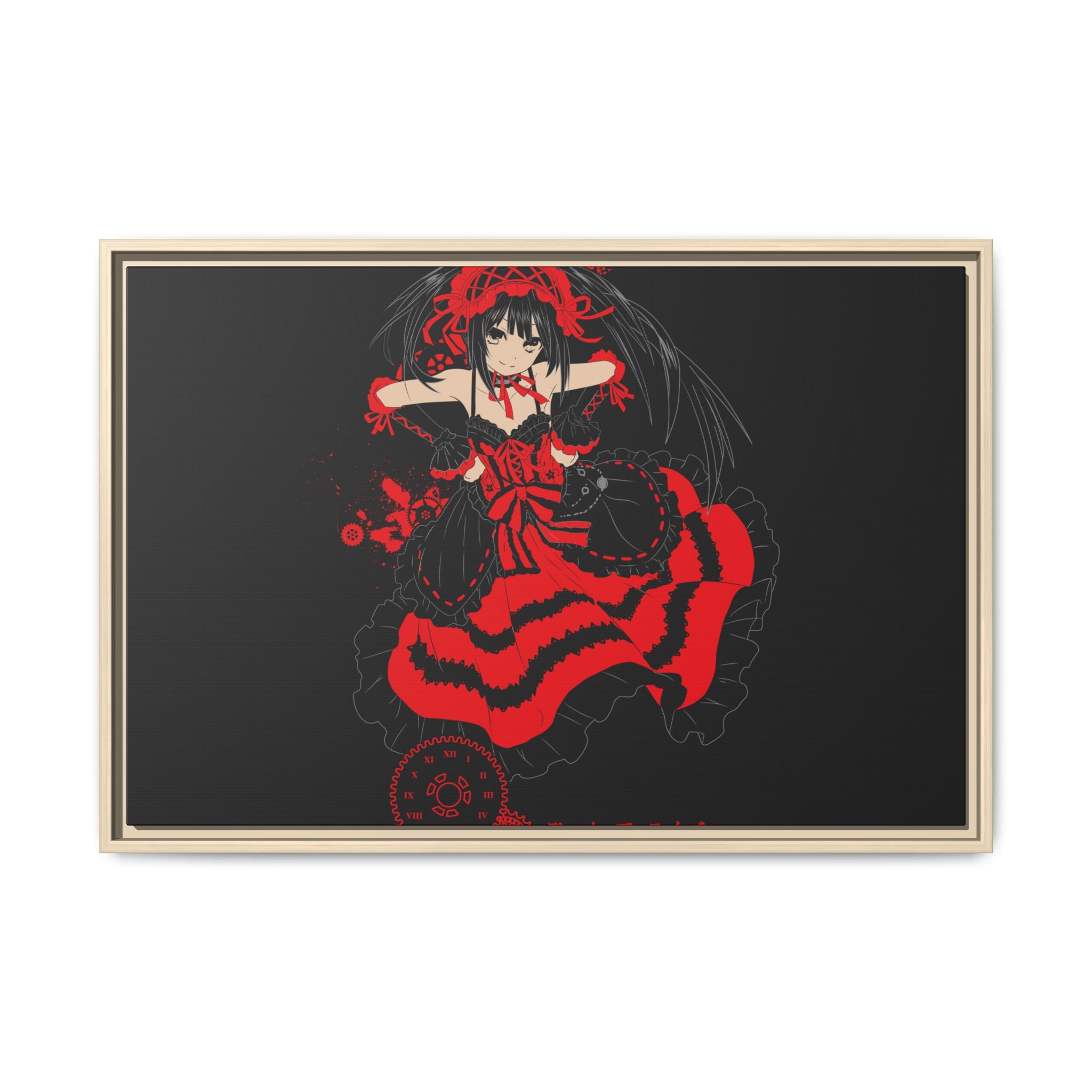 Anime Warrior Red Black Matte Canvas Print — Framed Wall Art