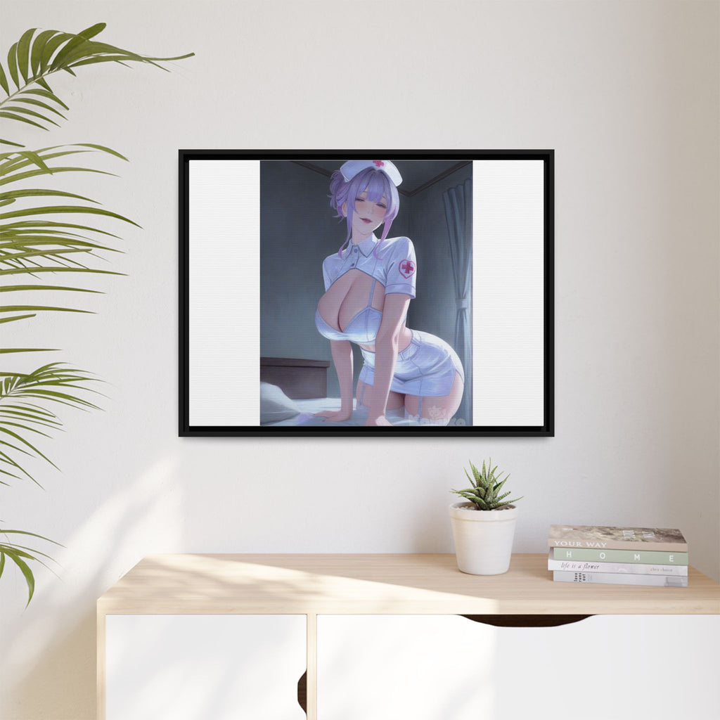 Sexy Anime Nurse Matte Canvas Print (Framed)