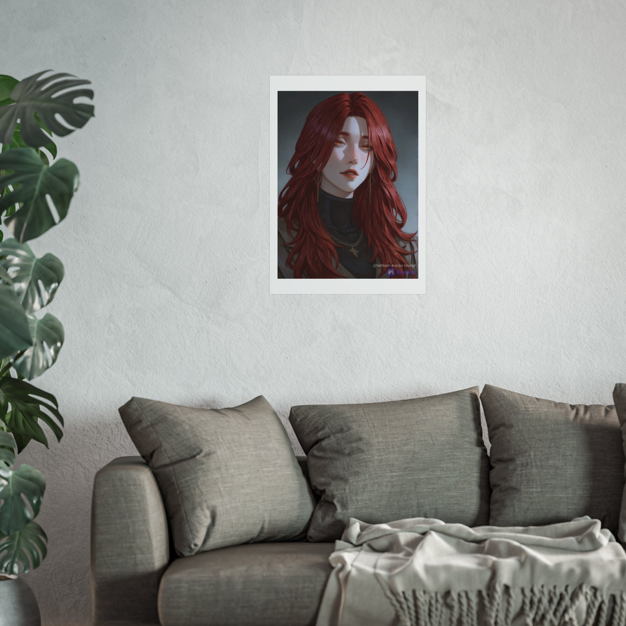 Fine Art Poster — Red-Haired Gothic Portrait, Moody Decorative Wall Art