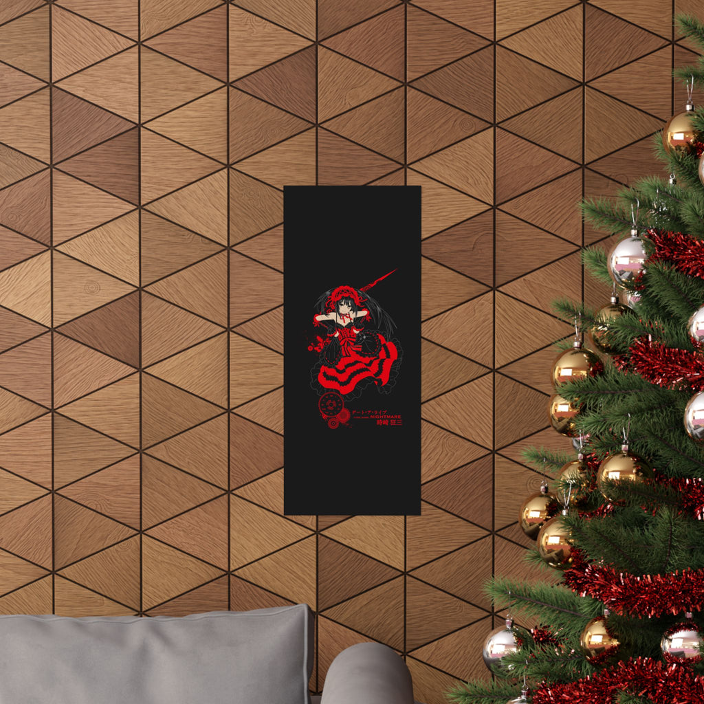 Anime Gothic Poster — Red & Black Kurumi Nightcore Matte Vertical Print