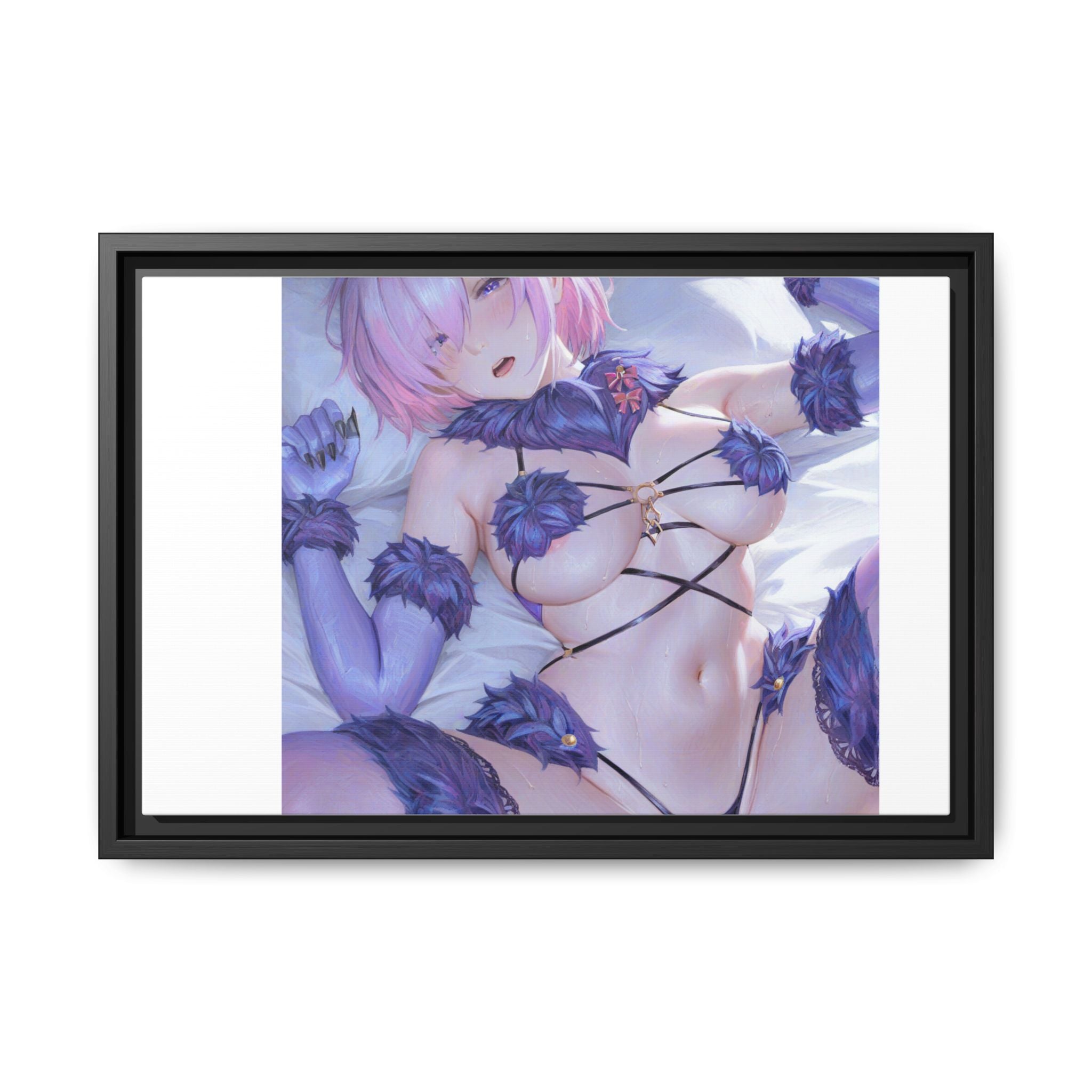 Framed Matte Canvas — Anime Pin-Up Lingerie Art Print