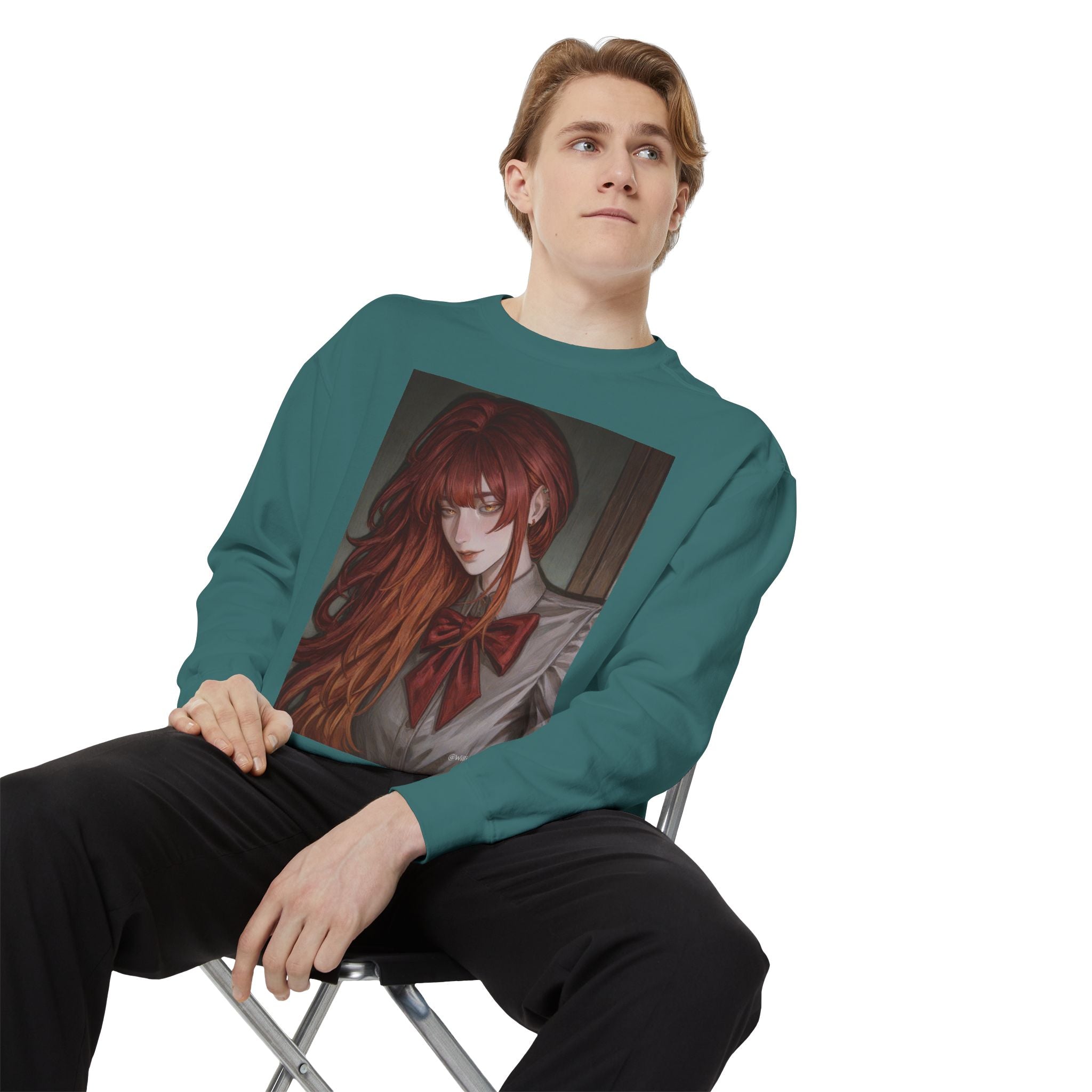 Anime Red-Headed Girl Sweatshirt — Gothic Schoolgirl Art Pullover