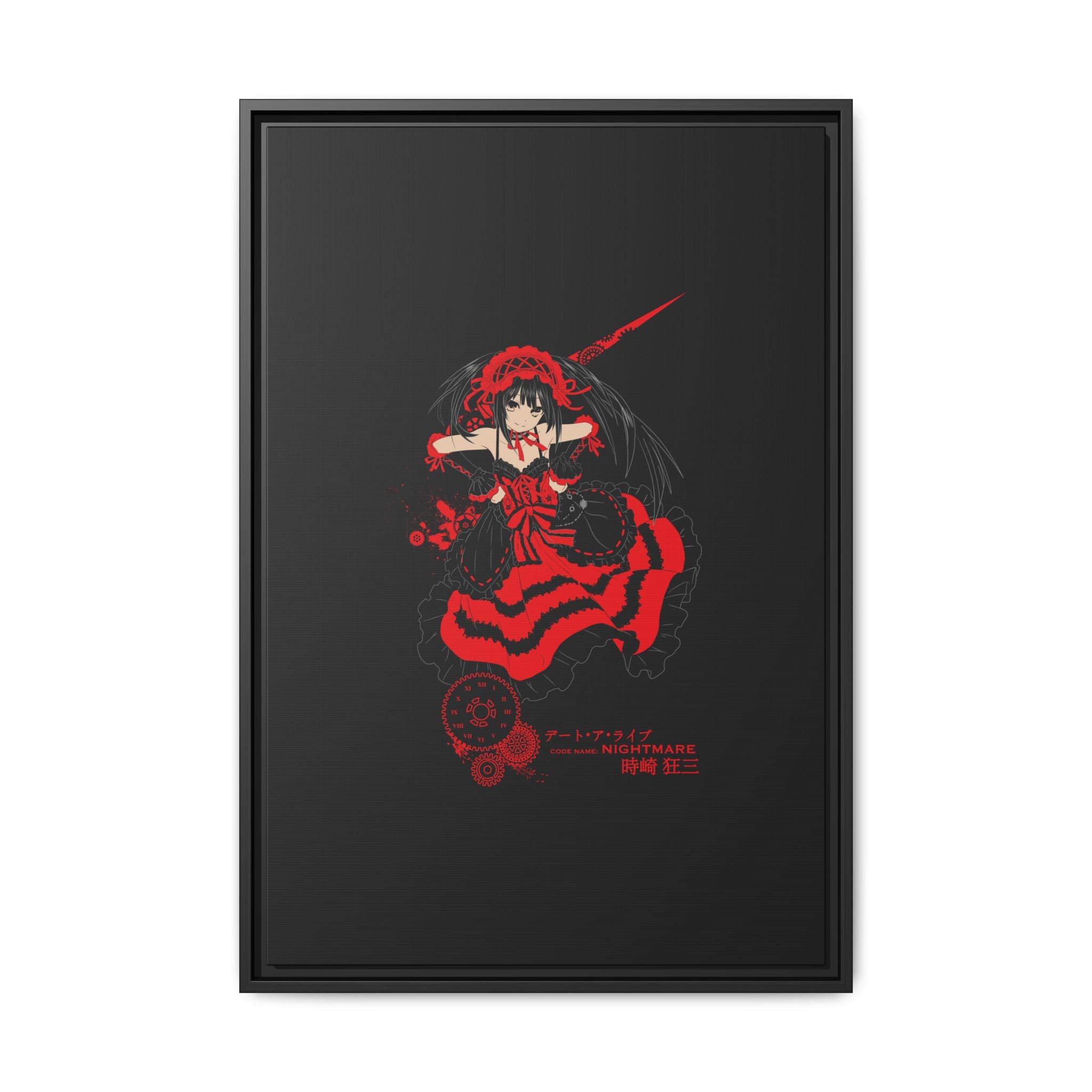 Anime Warrior Red Black Matte Canvas Print — Framed Wall Art