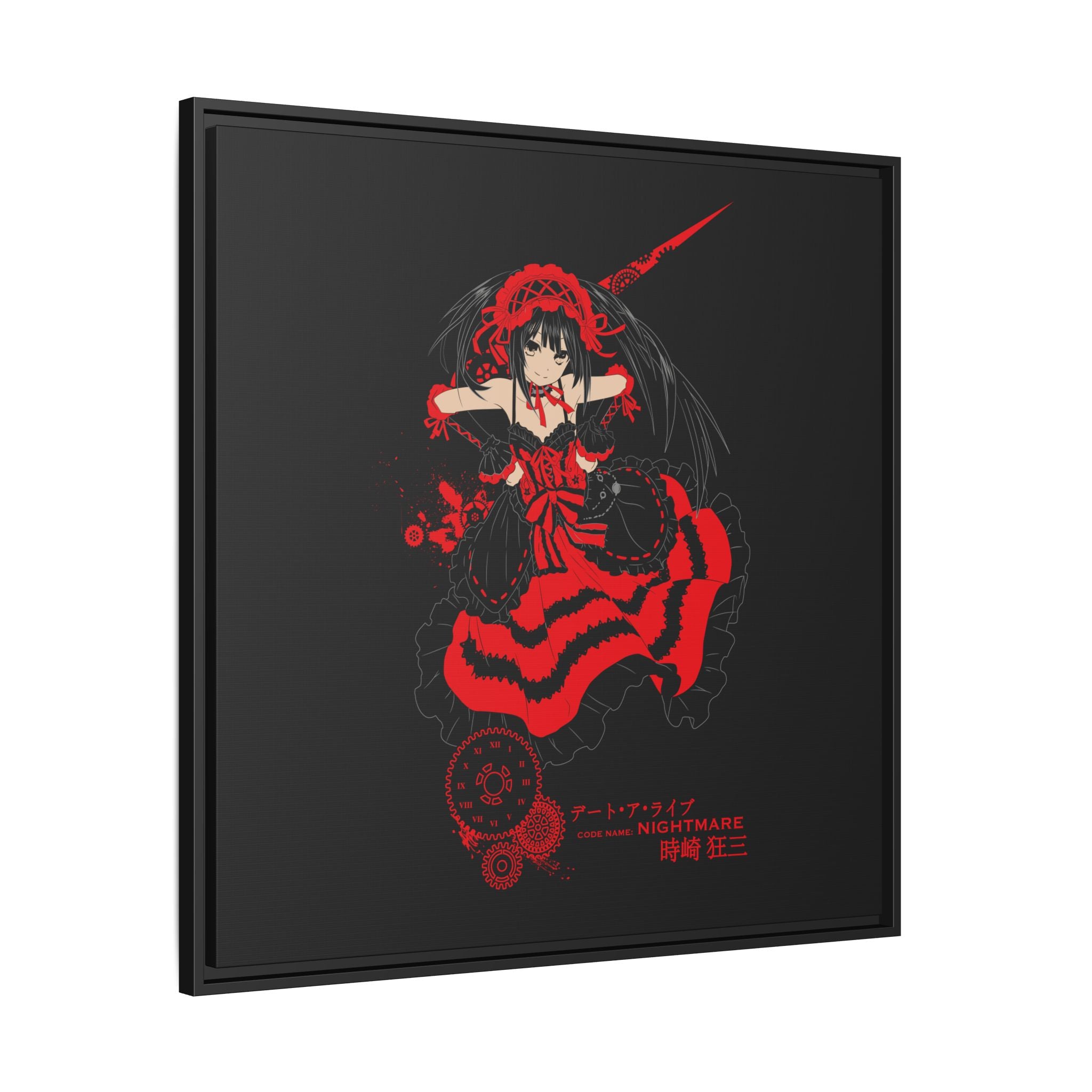 Anime Warrior Red Black Matte Canvas Print — Framed Wall Art