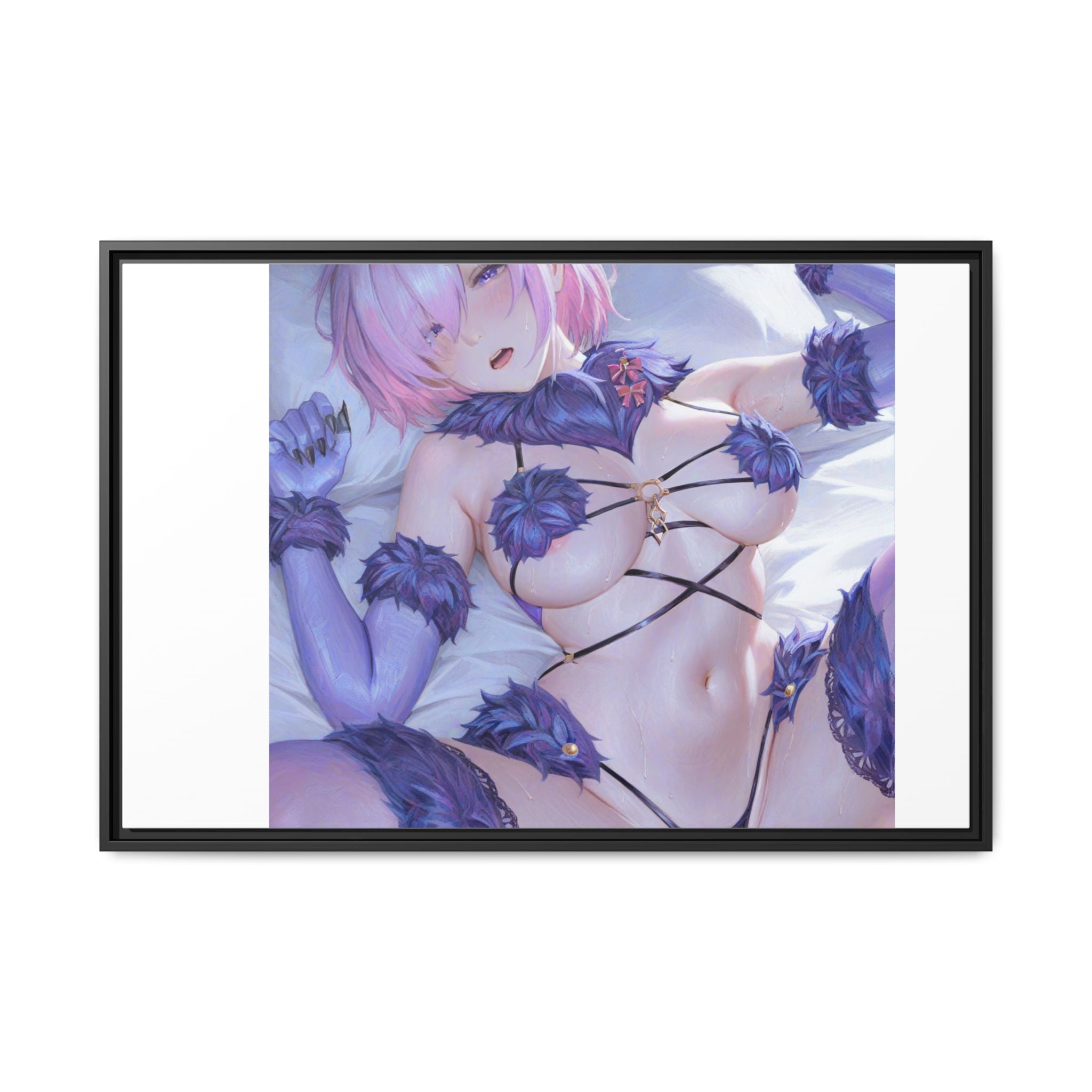 Framed Matte Canvas — Anime Pin-Up Lingerie Art Print