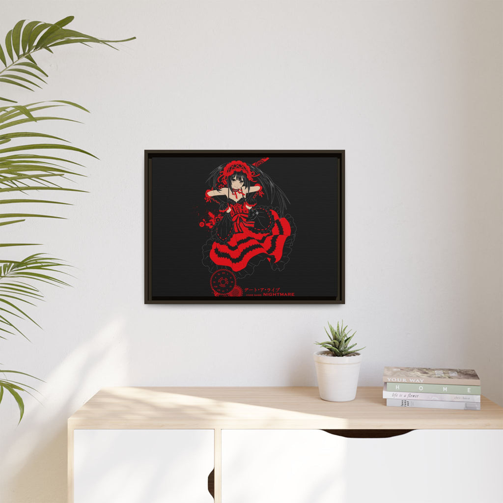 Anime Warrior Red Black Matte Canvas Print — Framed Wall Art