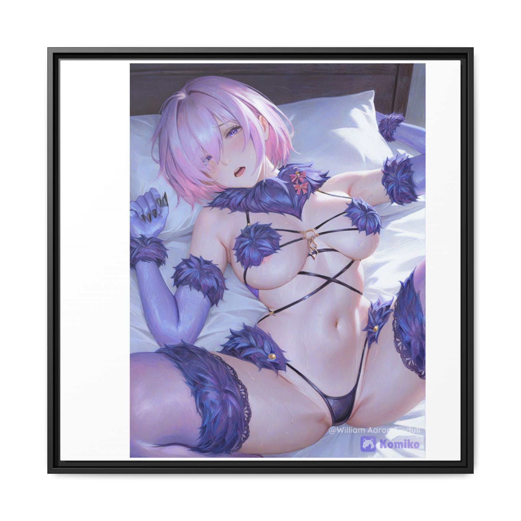 Framed Matte Canvas — Anime Pin-Up Lingerie Art Print