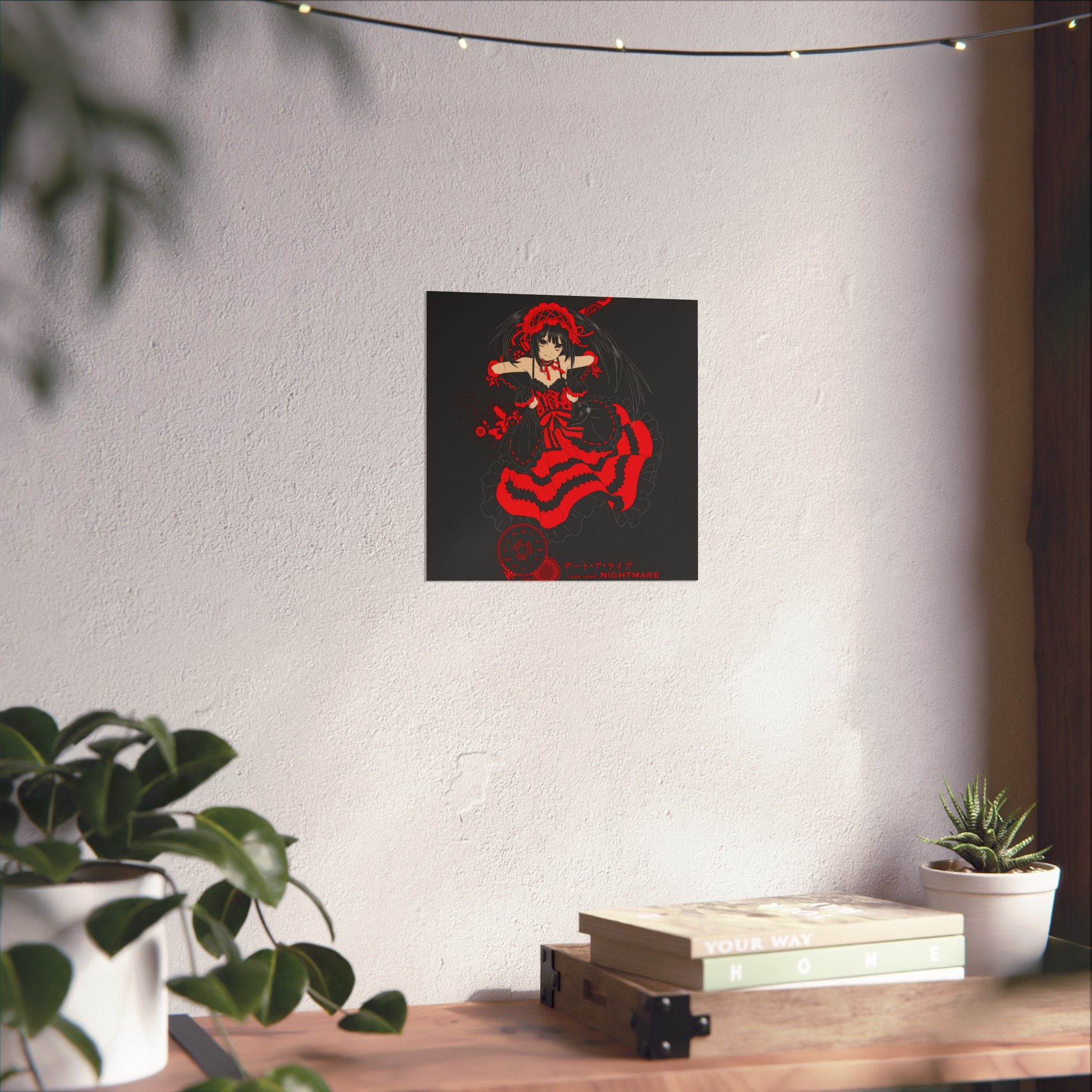 Anime Gothic Poster — Red & Black Kurumi Nightcore Matte Vertical Print