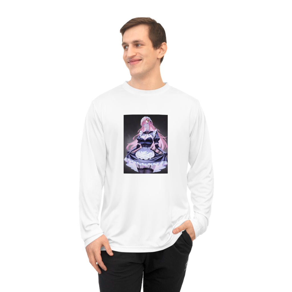 Anime Maid Long Sleeve Shirt – Pink-Haired Fantasy Maid Illustration