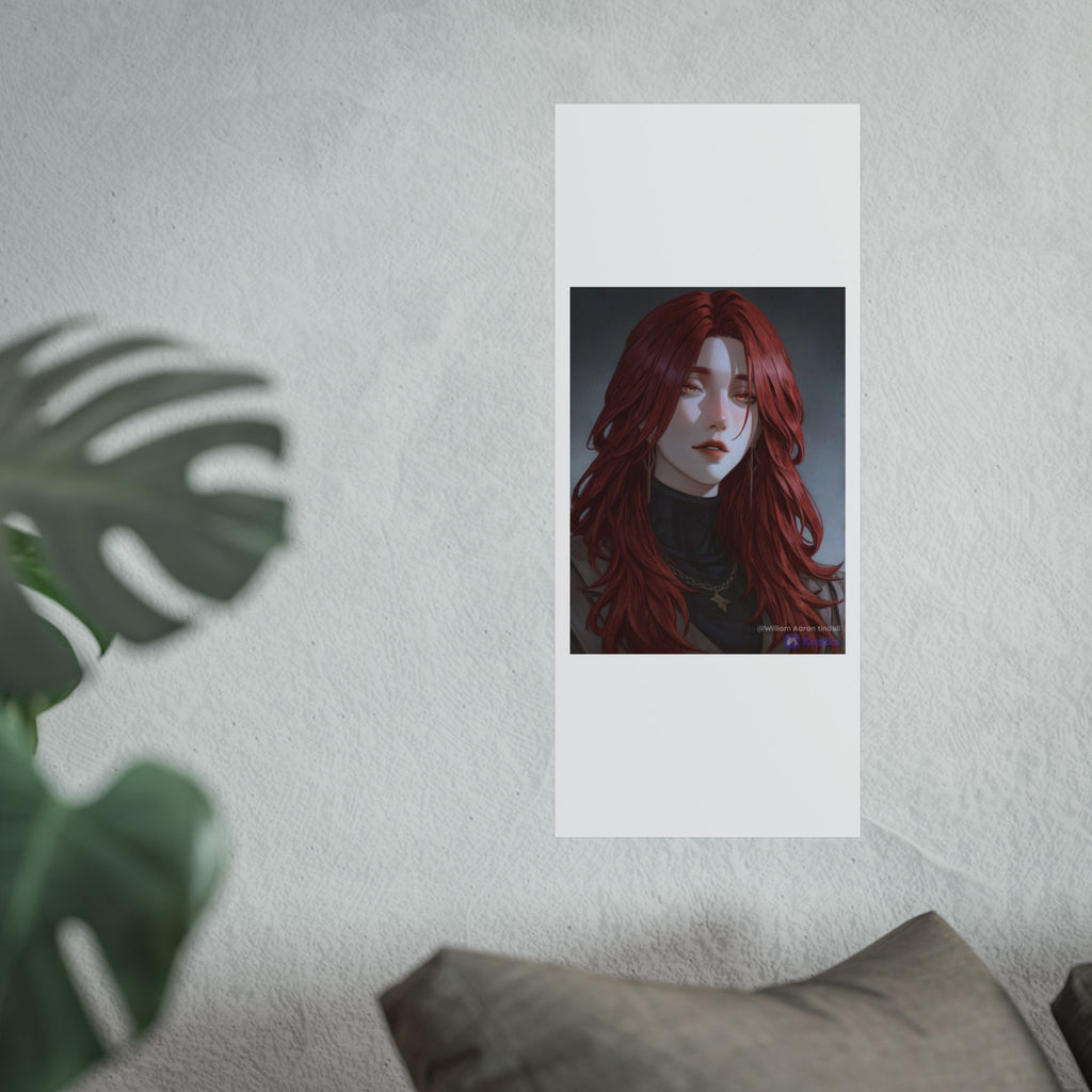 Fine Art Poster — Red-Haired Gothic Portrait, Moody Decorative Wall Art