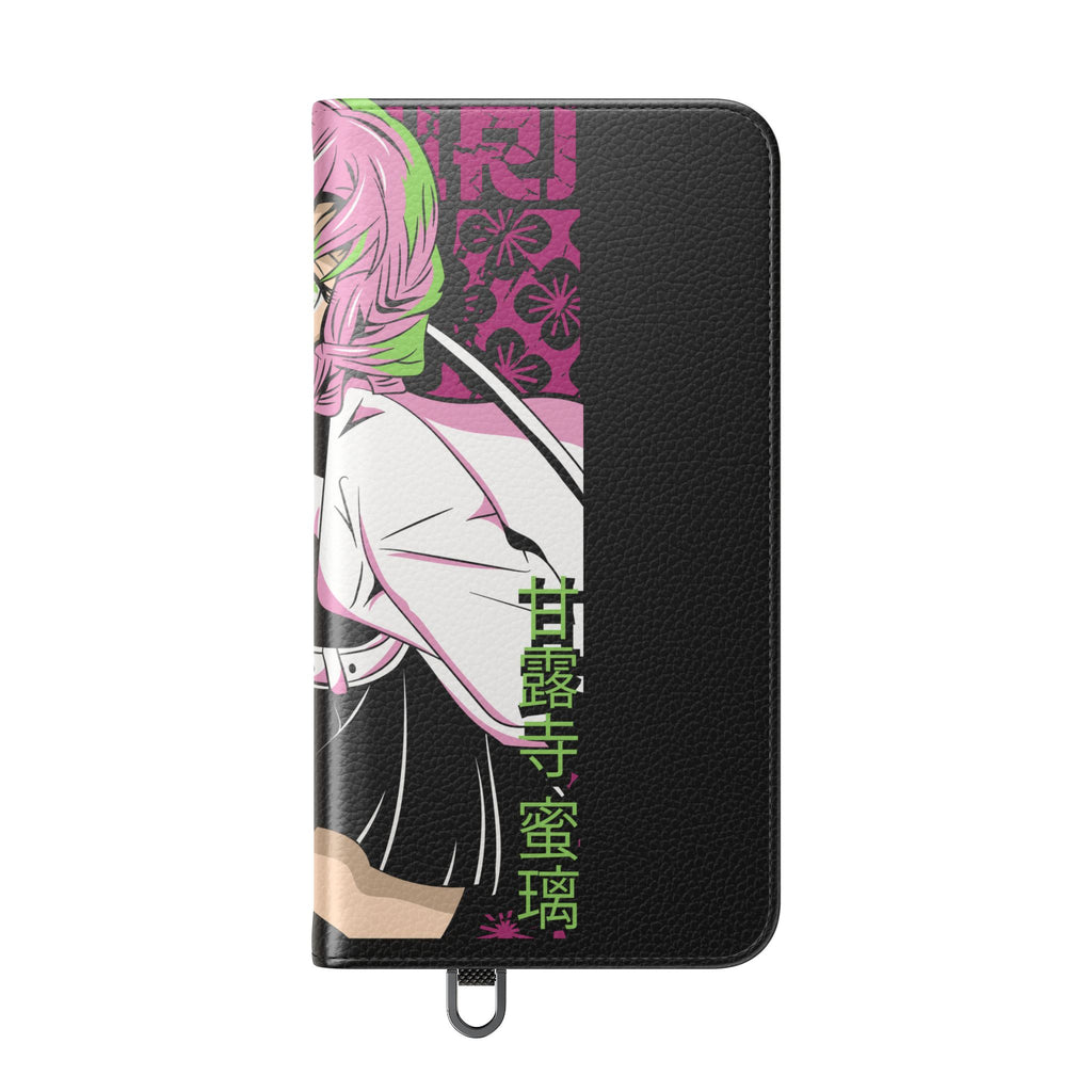 Anime Girl Flip Phone Case — Pink Demon Slayer Style Wallet Cover