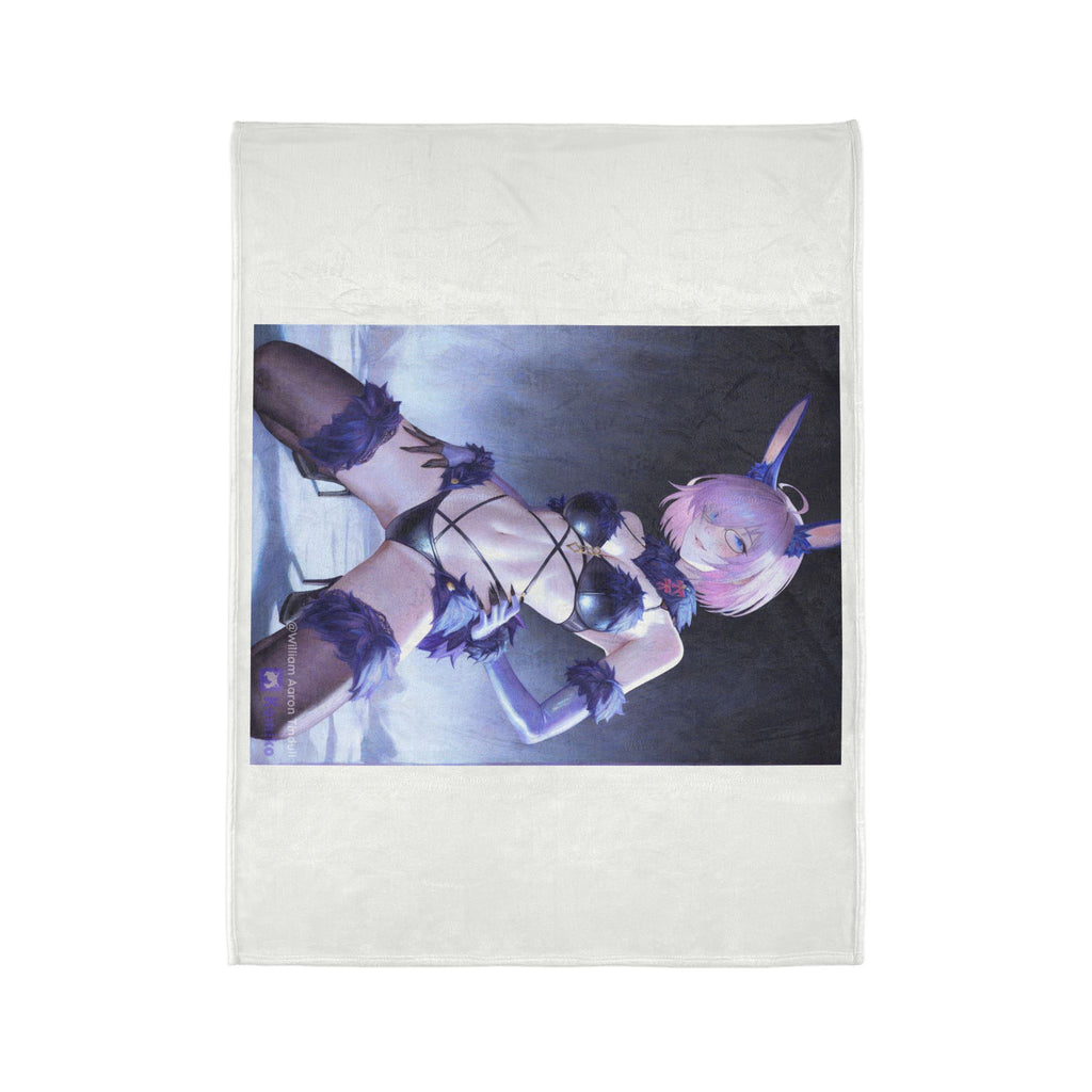 Anime Bunny Girl Plush Blanket — Cute Pastel Ecchi Character Throw