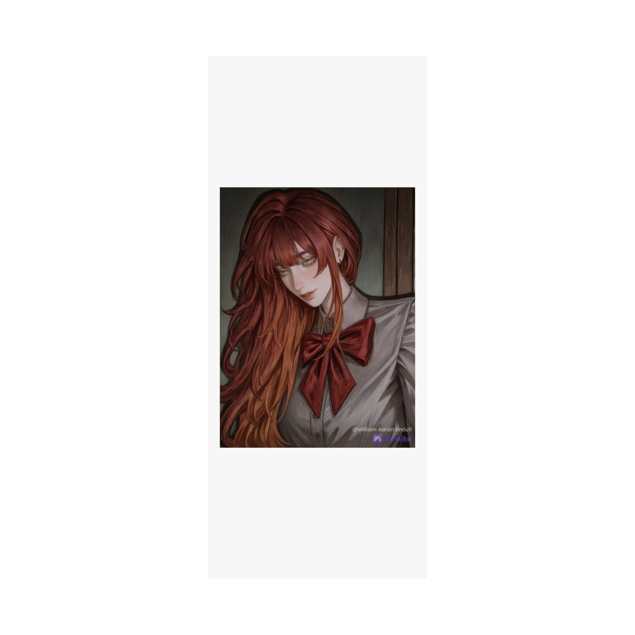 Matte Vertical Poster — Red‑Haired Anime Girl Portrait