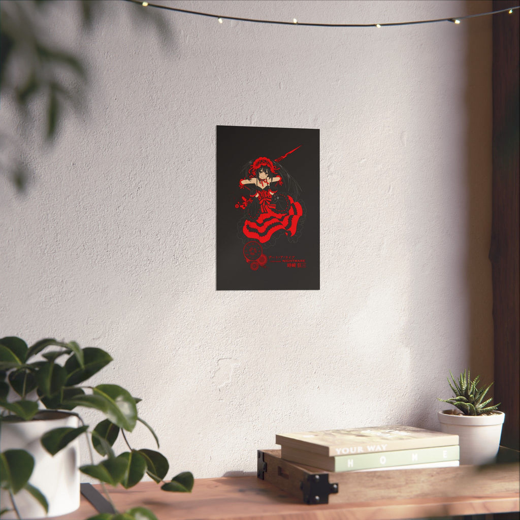 Anime Gothic Poster — Red & Black Kurumi Nightcore Matte Vertical Print